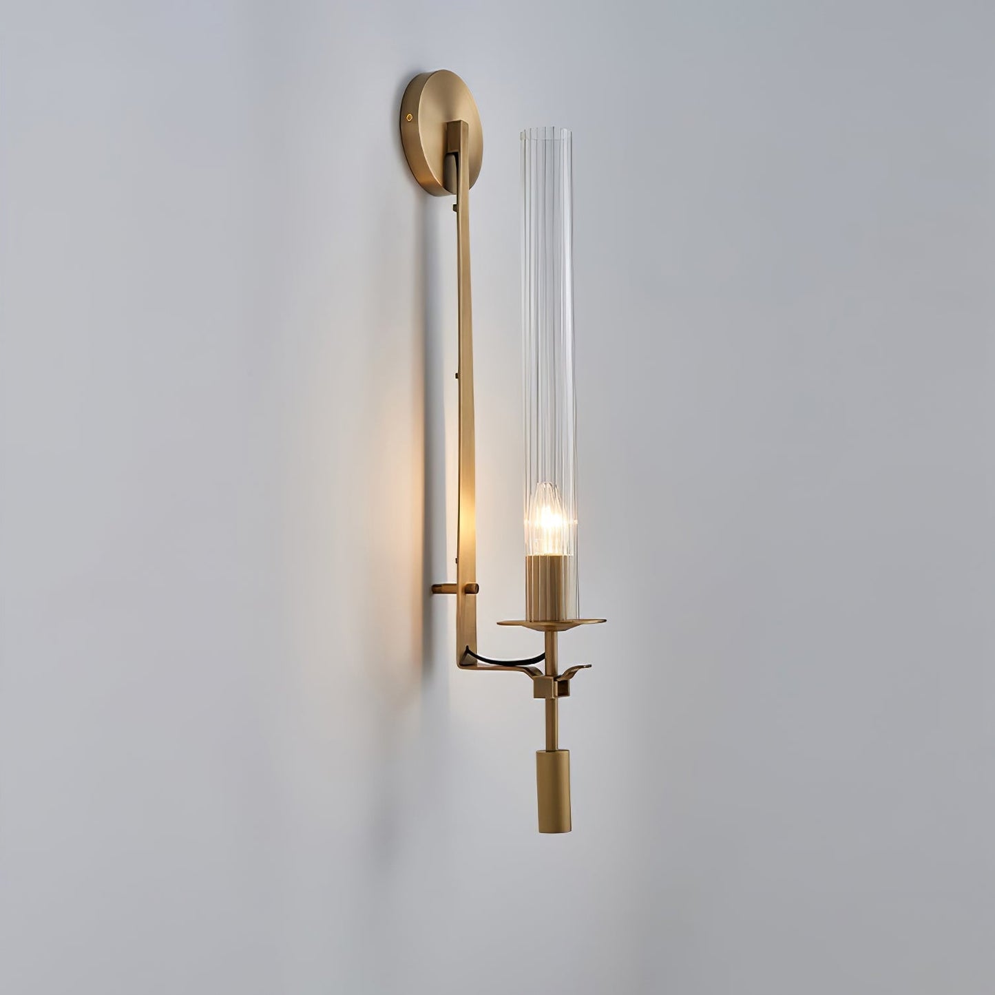 Elegant French Classicism Fontanelle Wall Lamp – Brass & Glass Sconce