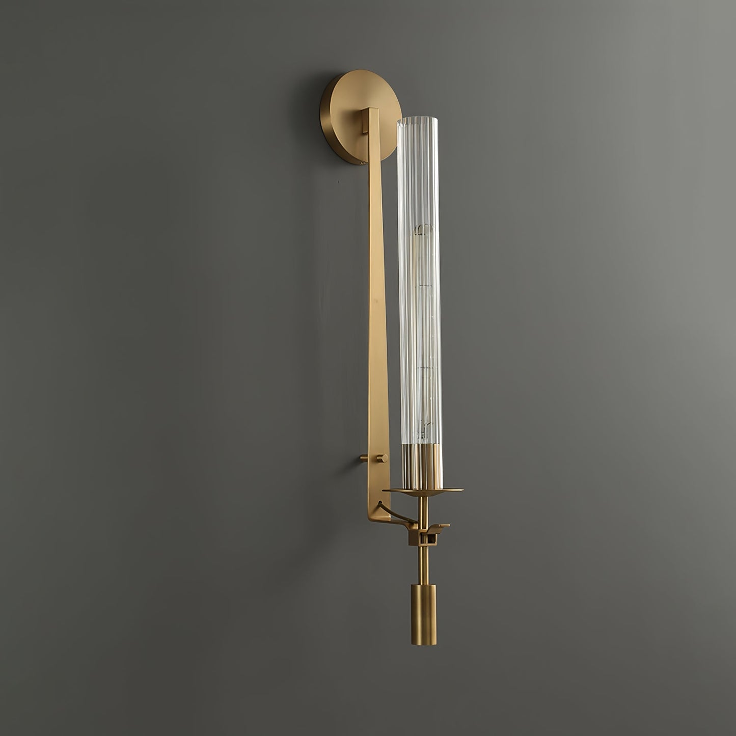 Elegant French Classicism Fontanelle Wall Lamp – Brass & Glass Sconce