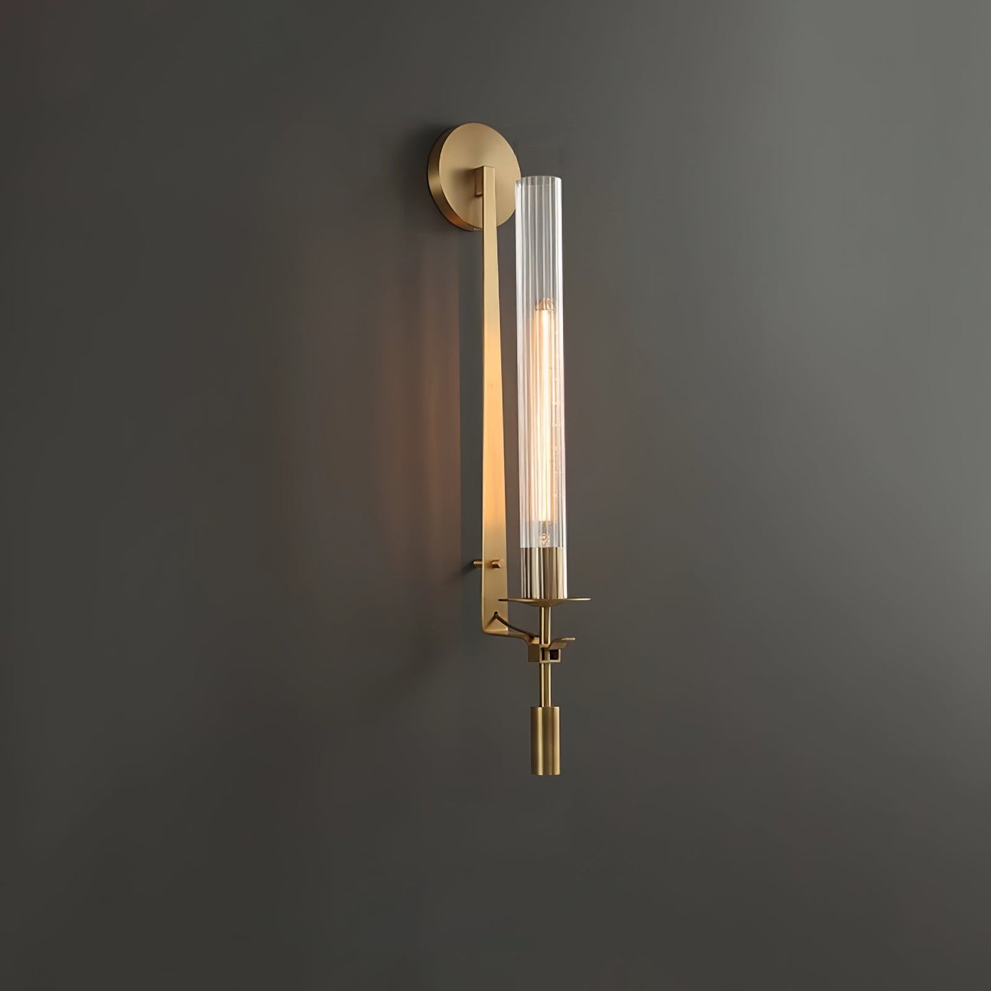 Elegant French Classicism Fontanelle Wall Lamp – Brass & Glass Sconce