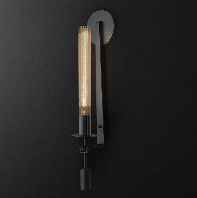 Elegant French Classicism Fontanelle Wall Lamp – Brass & Glass Sconce