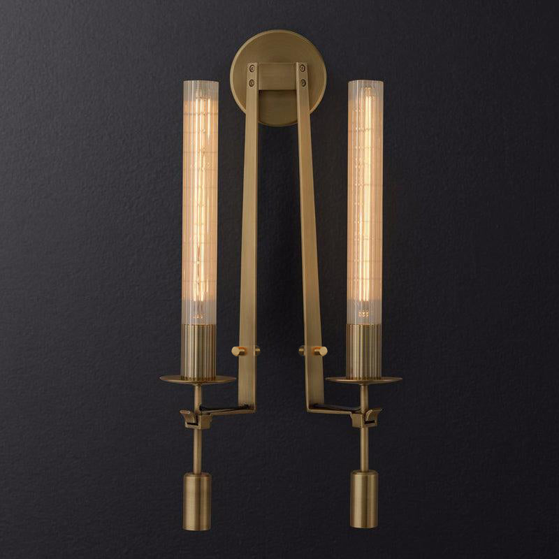 Elegant French Classicism Fontanelle Wall Lamp – Brass & Glass Sconce
