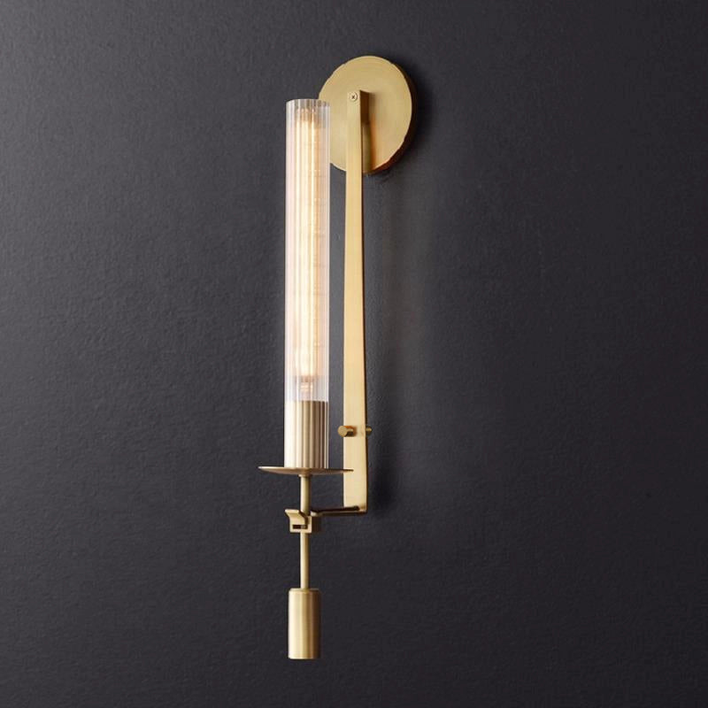Elegant French Classicism Fontanelle Wall Lamp – Brass & Glass Sconce