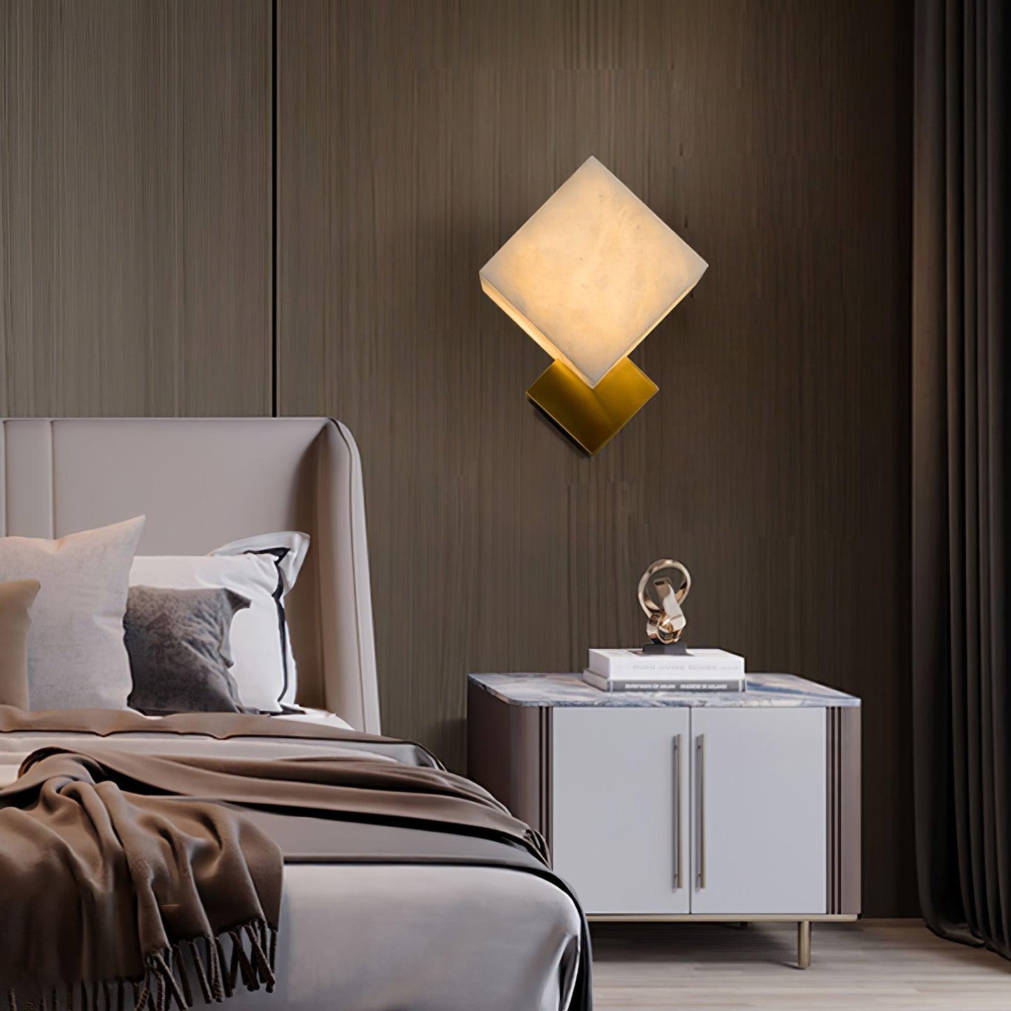 Art Deco Brass & White Alabaster Wall Sconce – Gatsby Glam