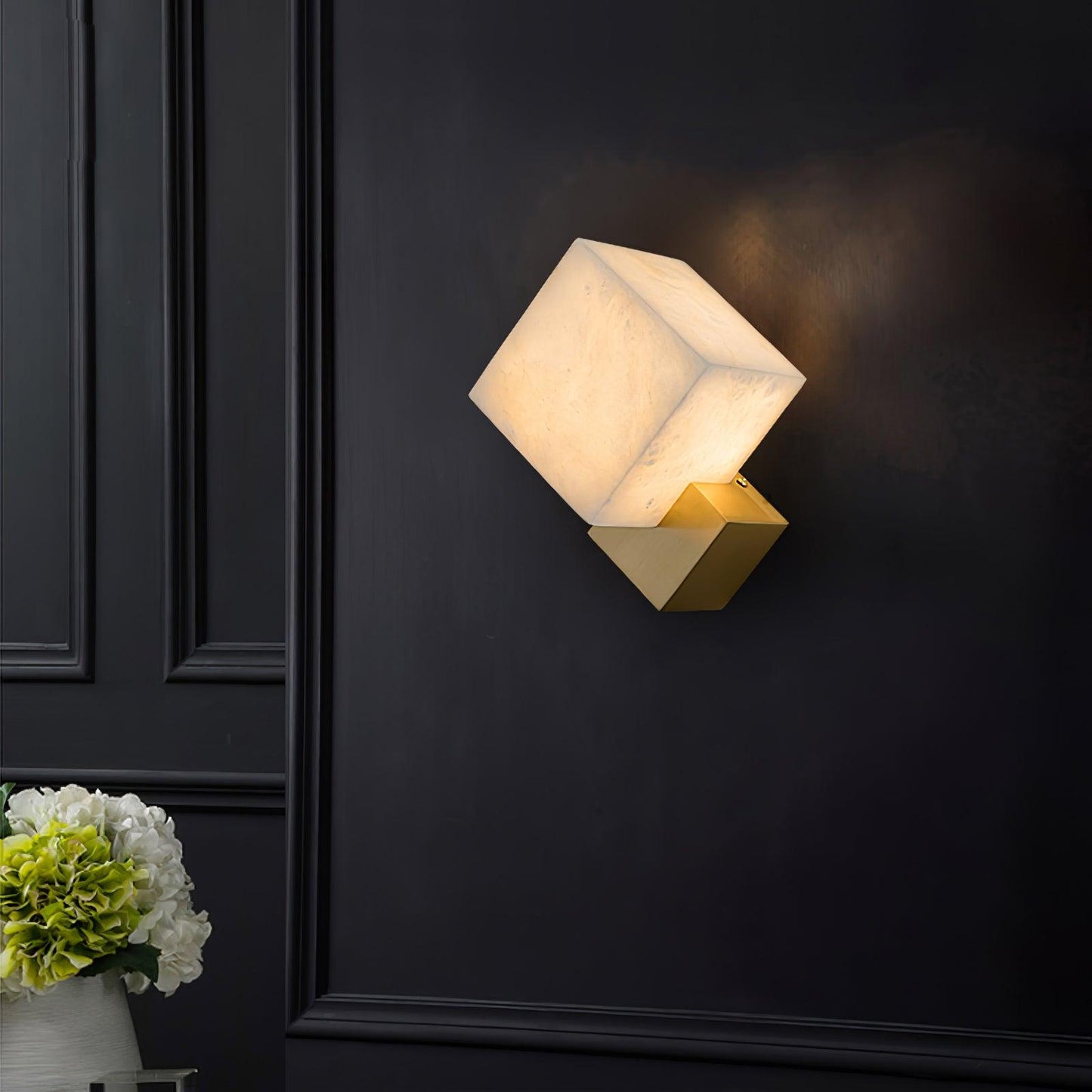 Art Deco Brass & White Alabaster Wall Sconce – Gatsby Glam