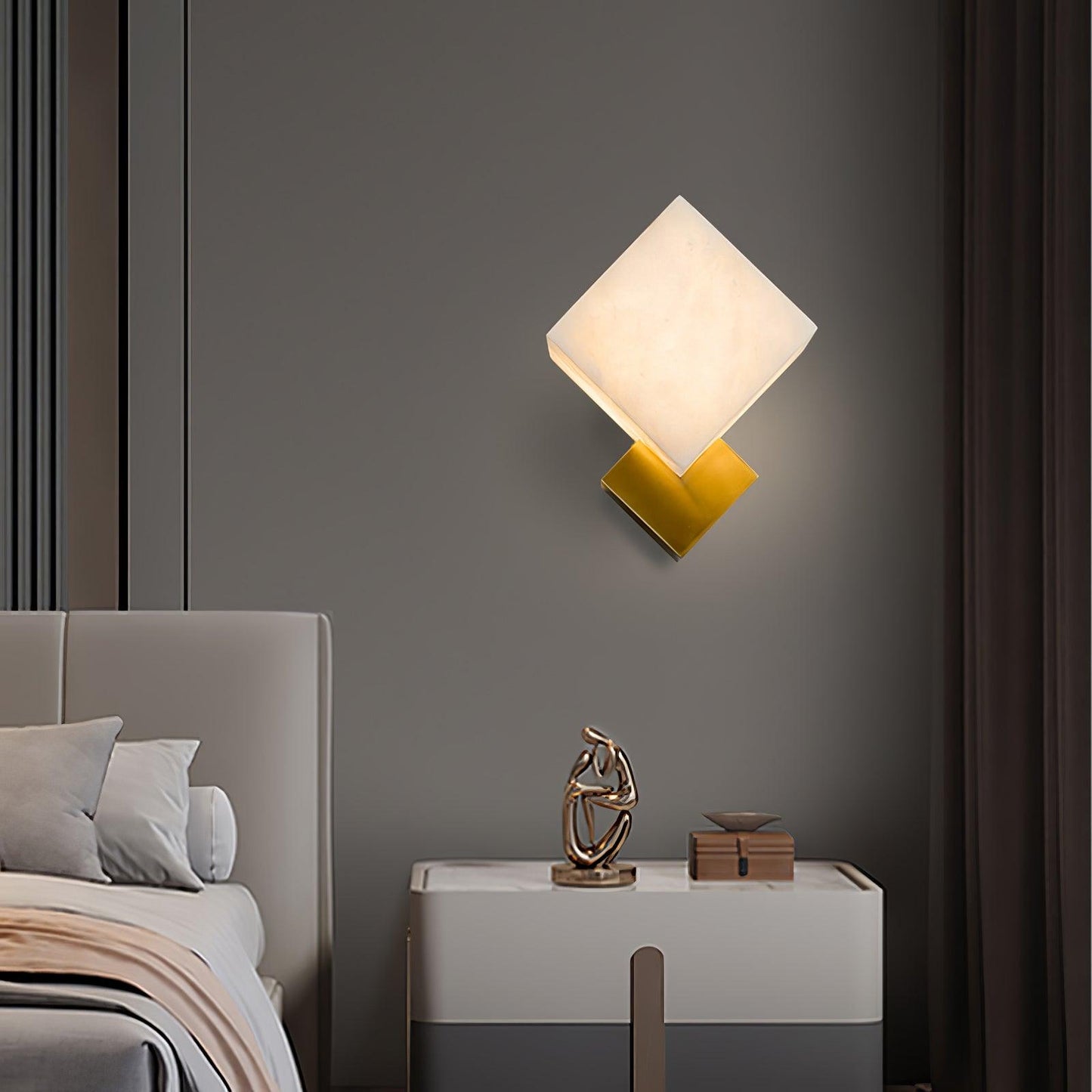 Art Deco Brass & White Alabaster Wall Sconce – Gatsby Glam