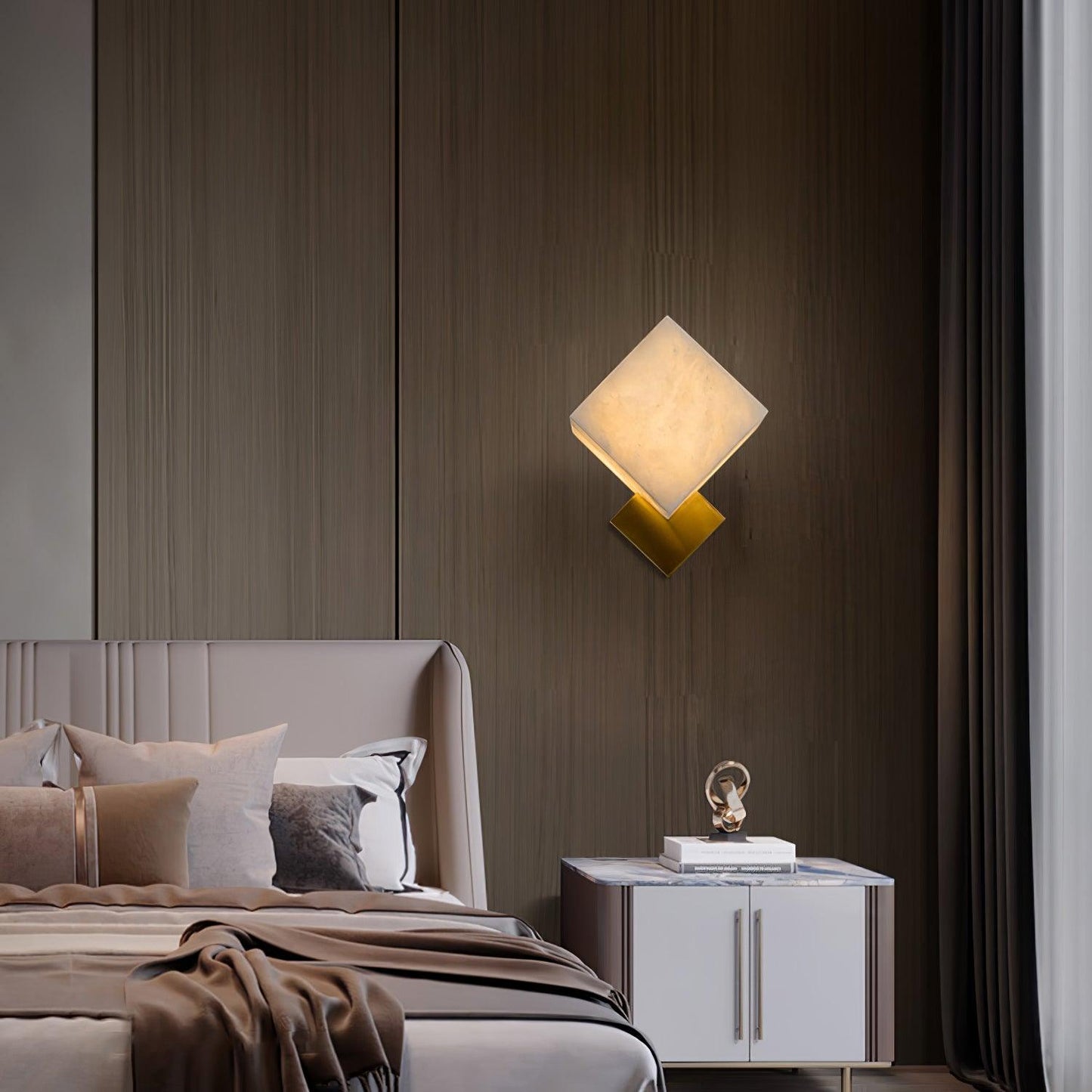 Art Deco Brass & White Alabaster Wall Sconce – Gatsby Glam