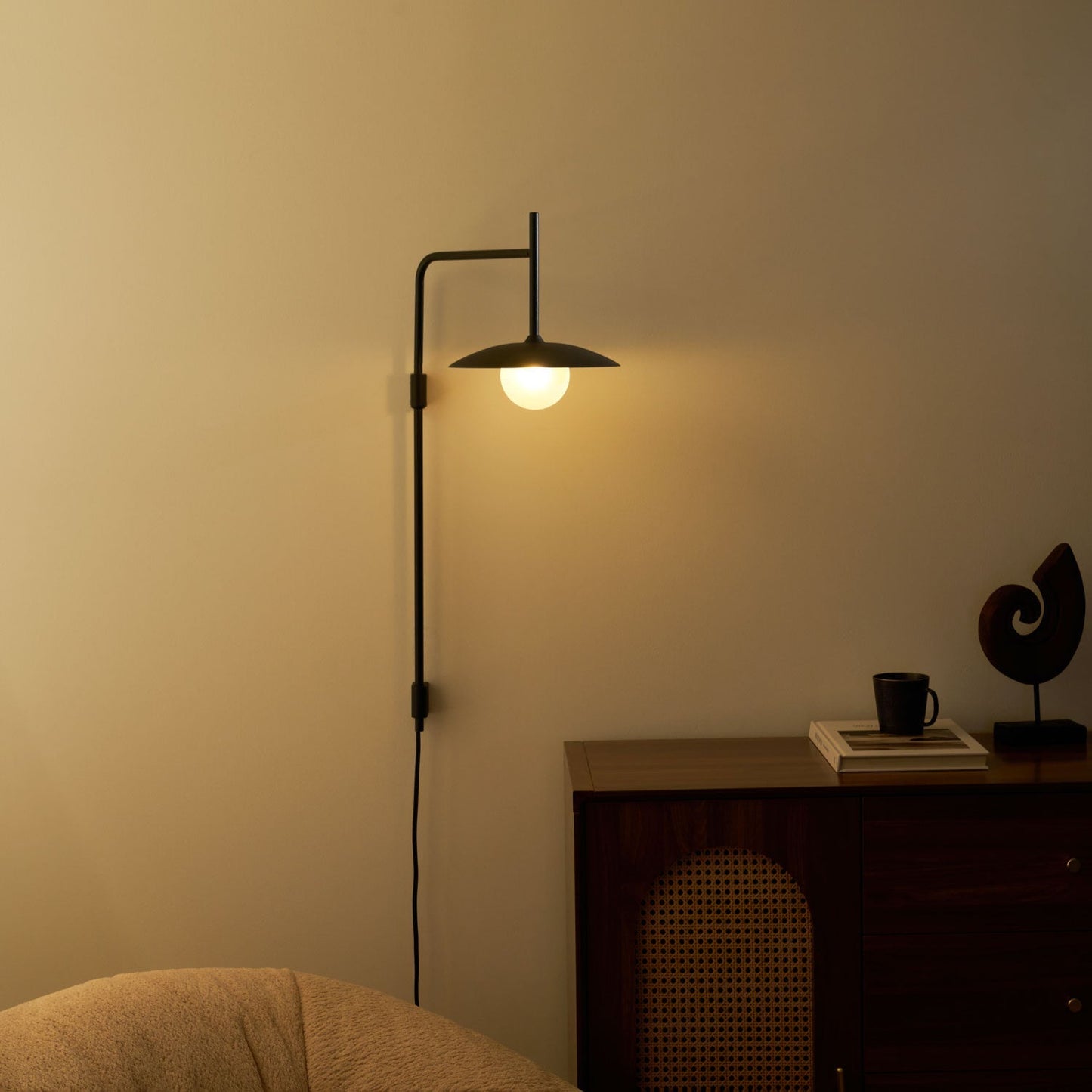 Gea Swing Arm Plug-In Wall Lamp – Adjustable Iron Sconce