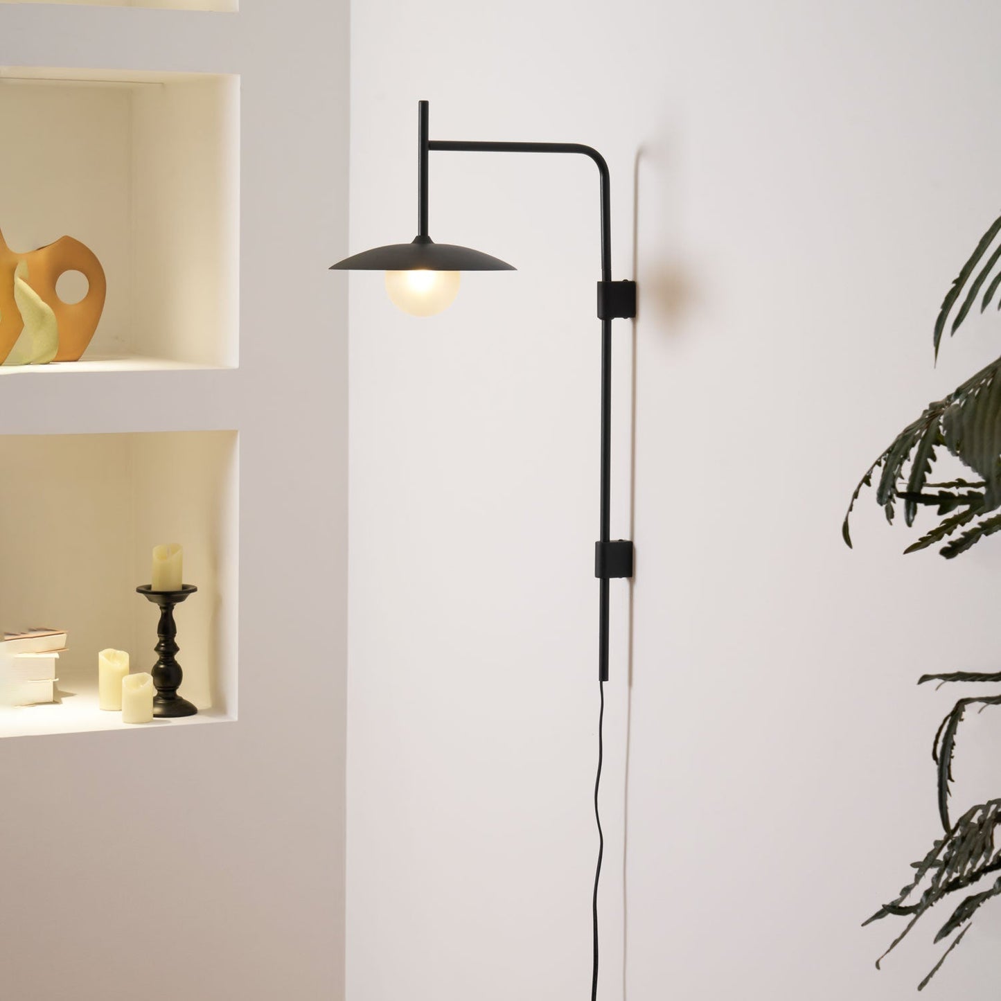 Gea Swing Arm Plug-In Wall Lamp – Adjustable Iron Sconce