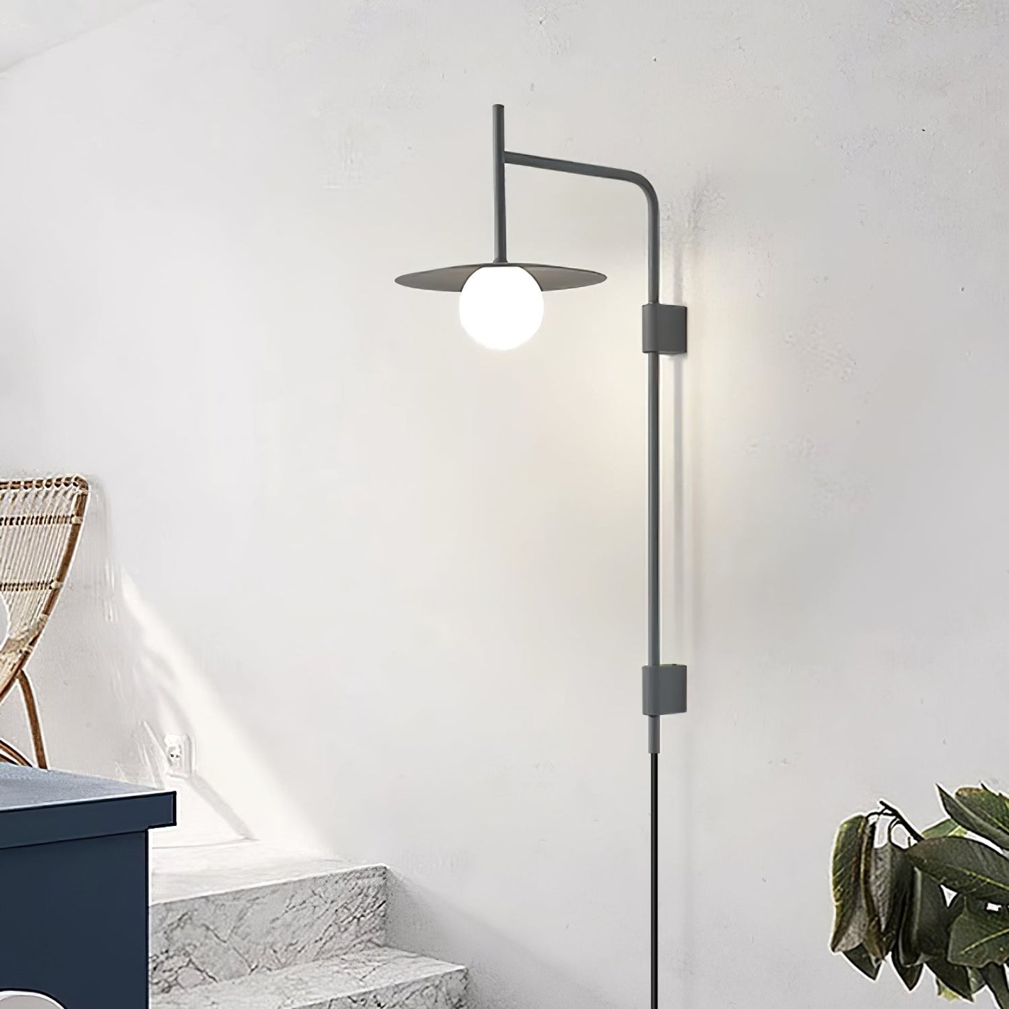 Gea Swing Arm Plug-In Wall Lamp – Adjustable Iron Sconce