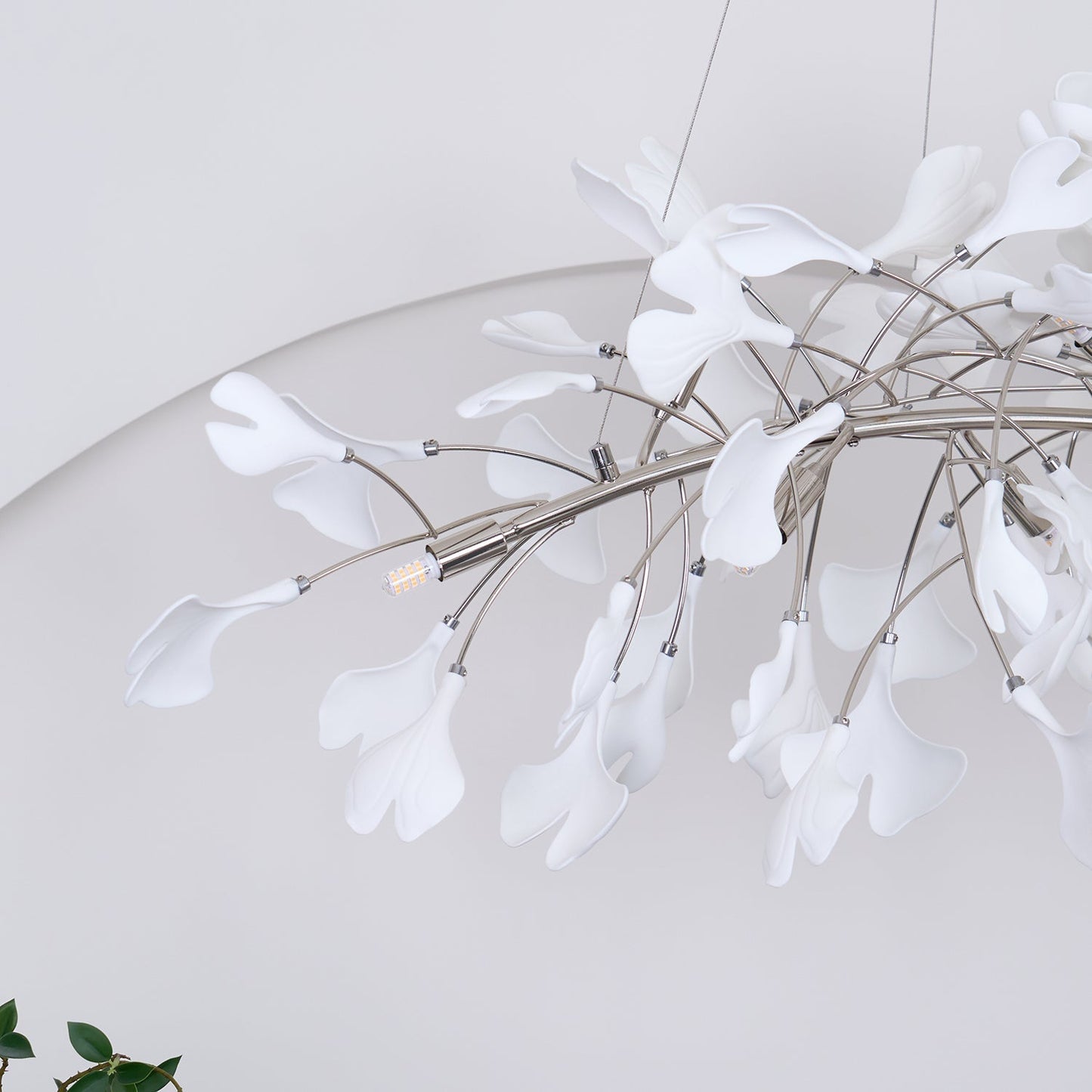 Gingko Chandelier N Luxury Ceramic Leaf Ceiling Light Gold White Nickel Finish