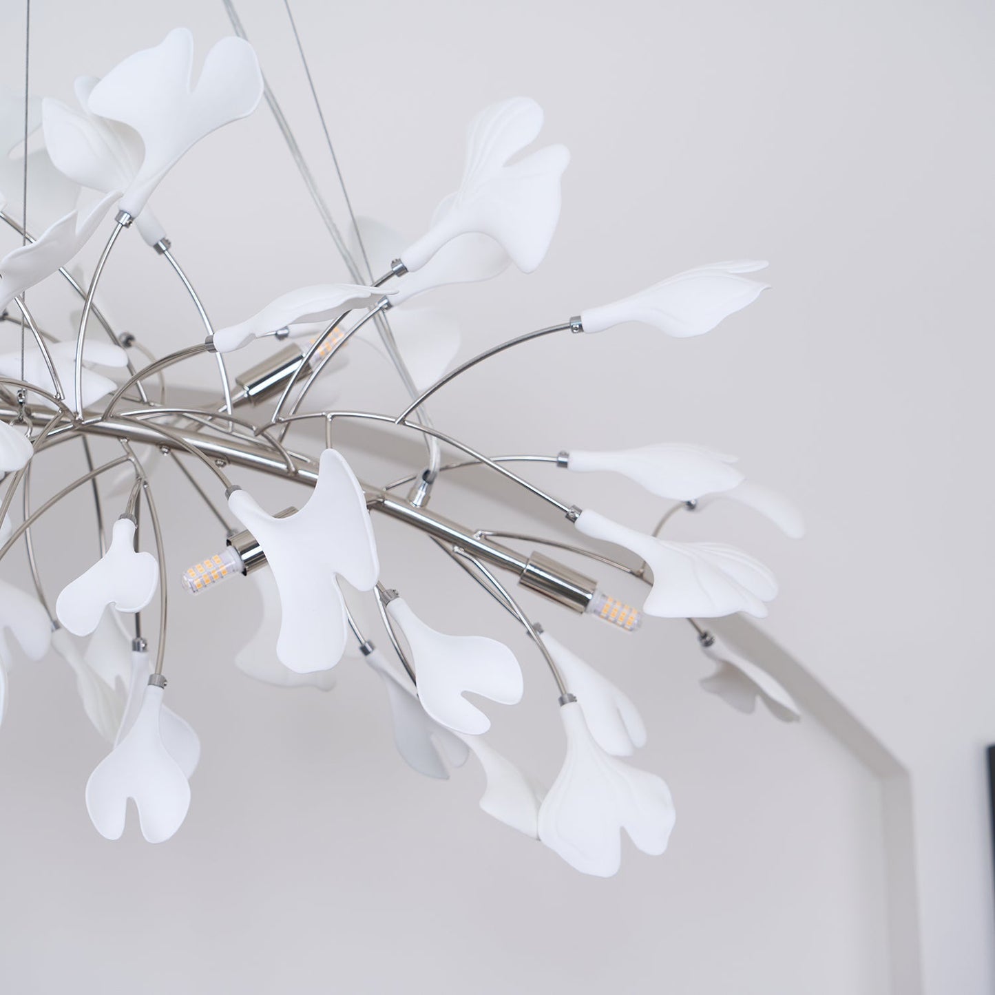 Gingko Chandelier N Luxury Ceramic Leaf Ceiling Light Gold White Nickel Finish