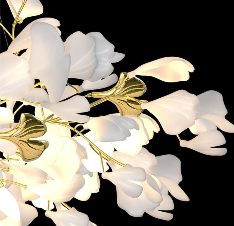 Gold White Leaves Combination Gingko Chandeliers - YIOSI