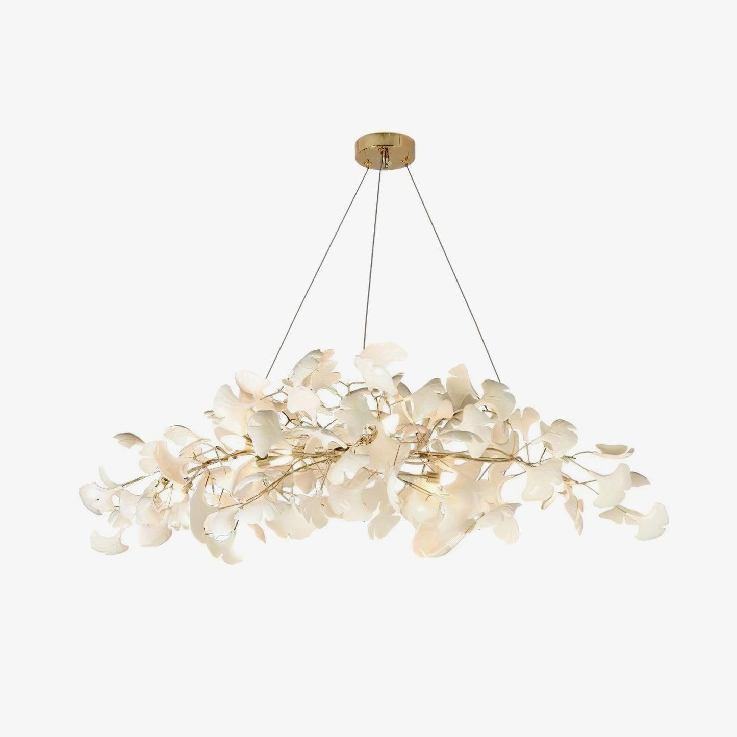 Gingko Chandelier N Luxury Ceramic Leaf Ceiling Light Gold White Nickel Finish