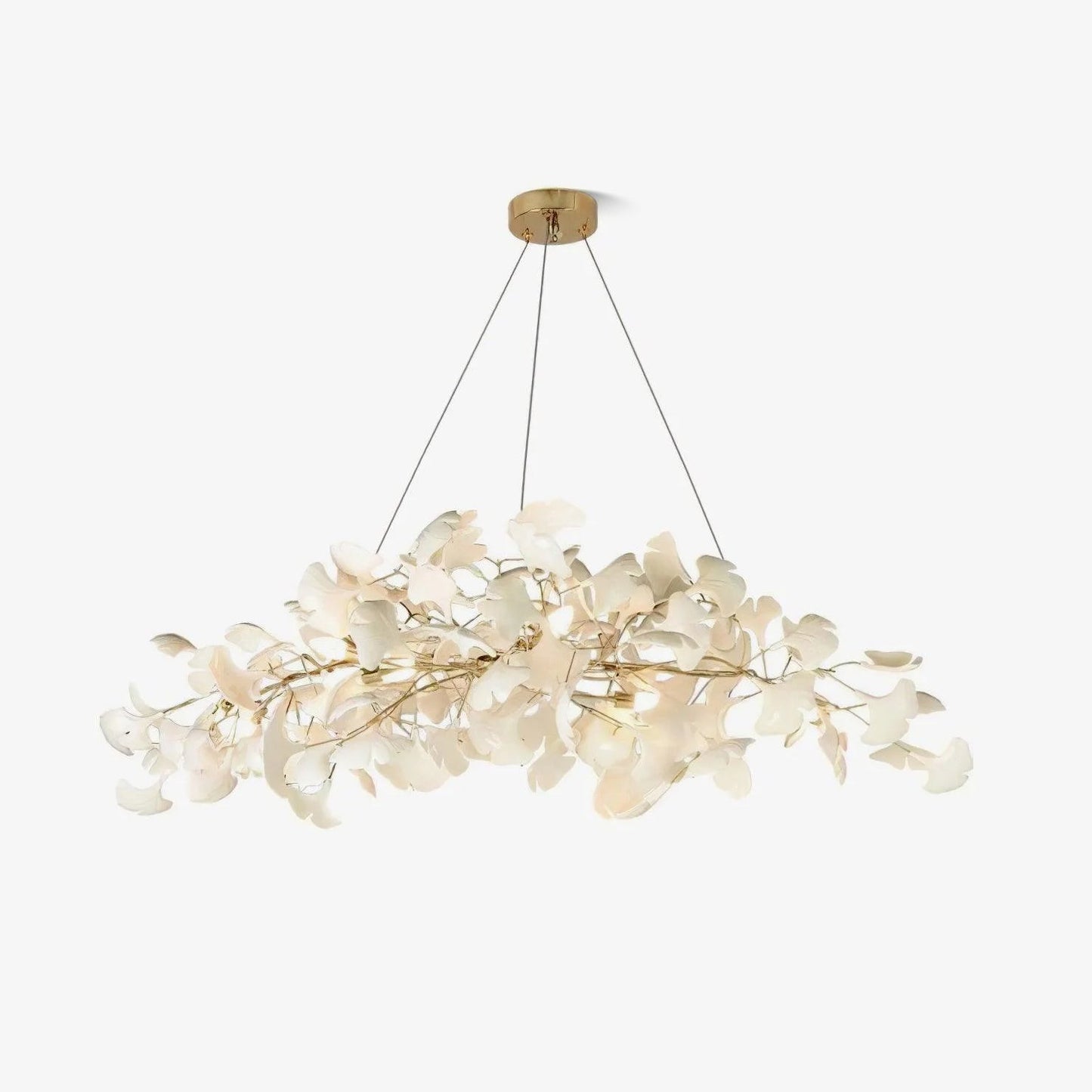 Gingko Chandelier N Luxury Ceramic Leaf Ceiling Light Gold White Nickel Finish