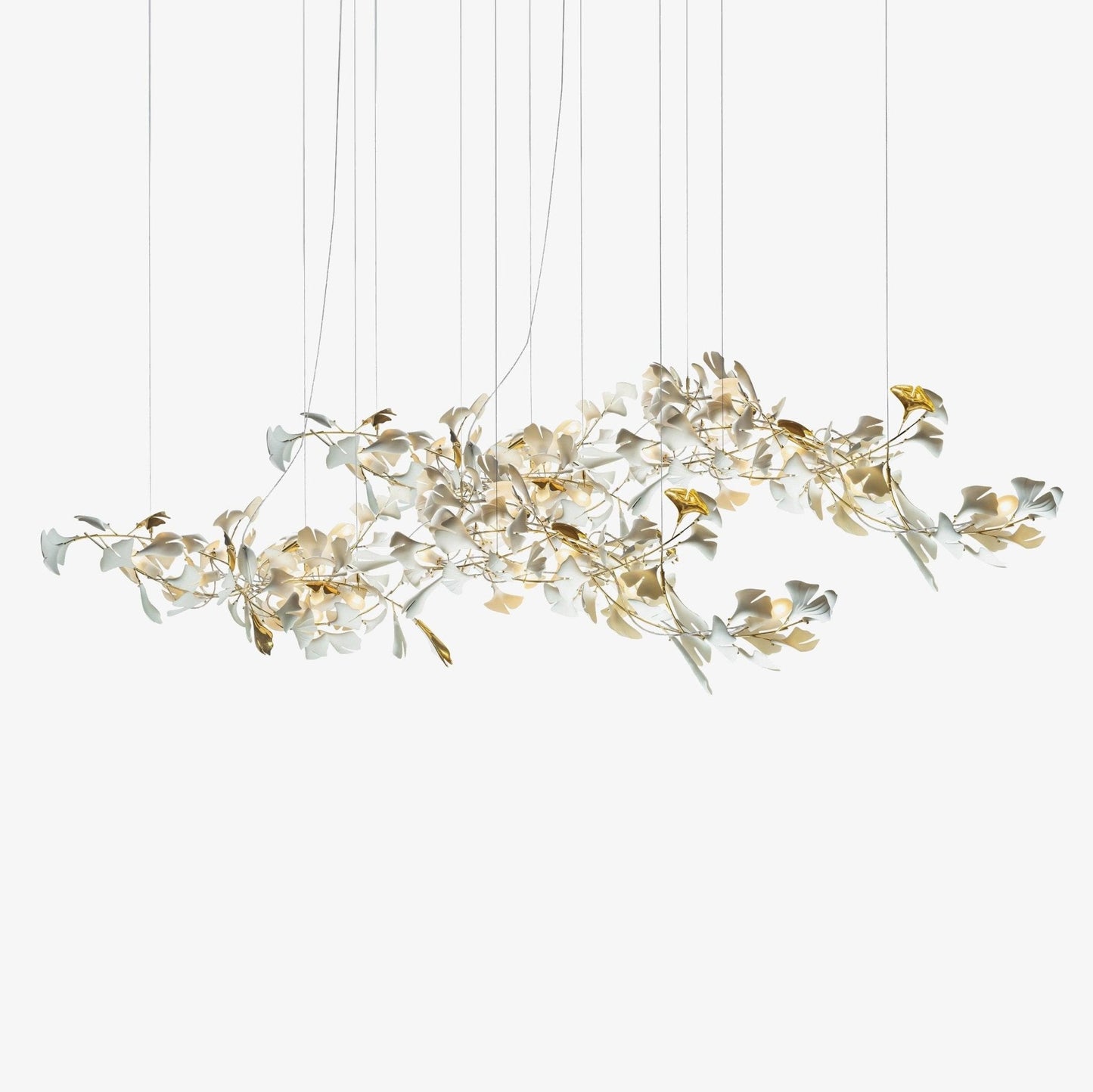 Gold White Leaves Combination Gingko Chandeliers - YIOSI