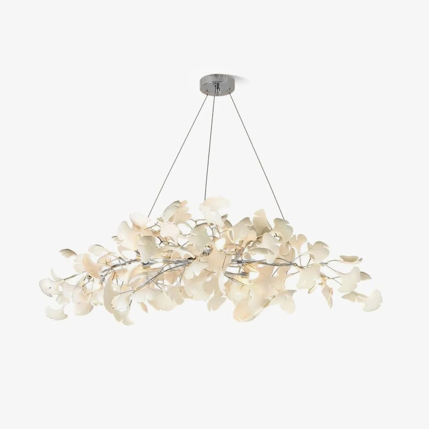 Gingko Chandelier N Luxury Ceramic Leaf Ceiling Light Gold White Nickel Finish
