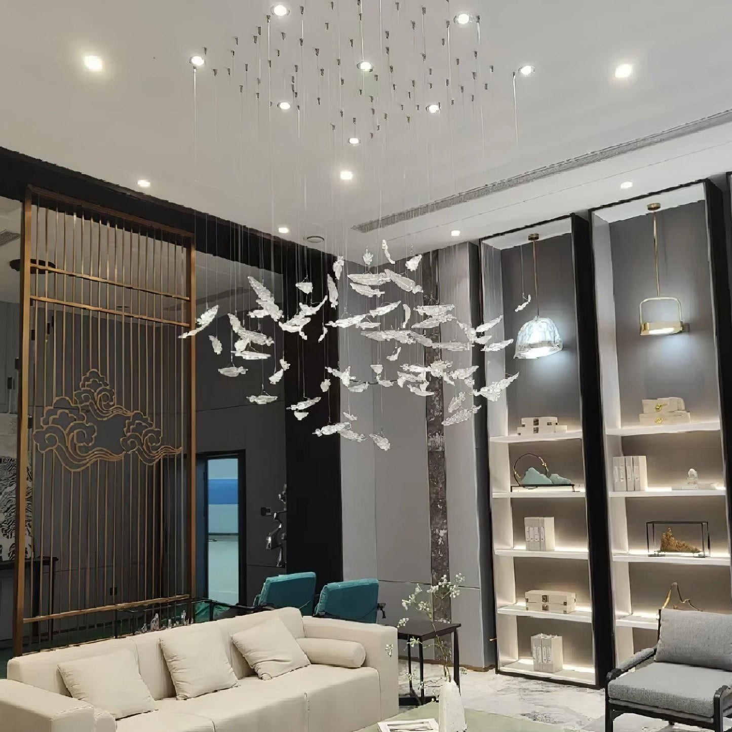 Glass Feathers Chandelier - YIOSI