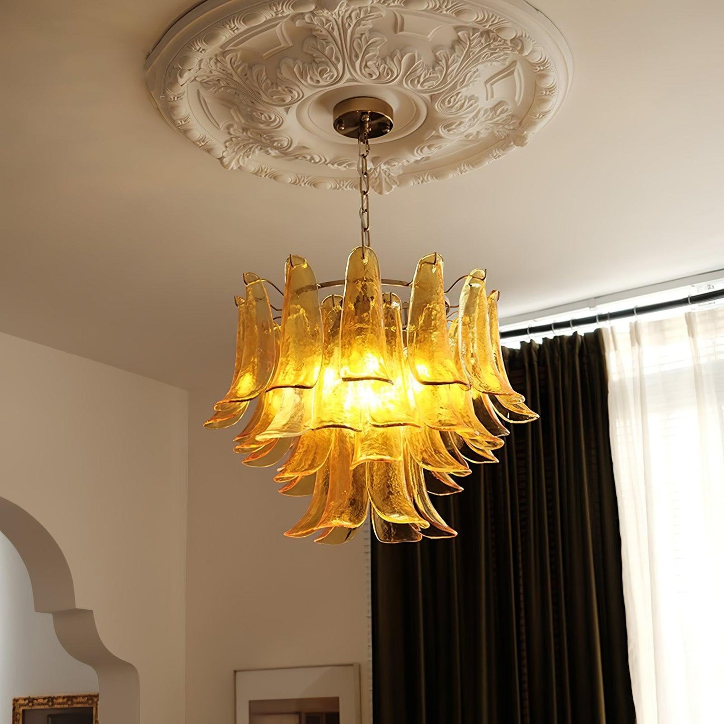 Glass Leaf Cascade Chandelier - YIOSI