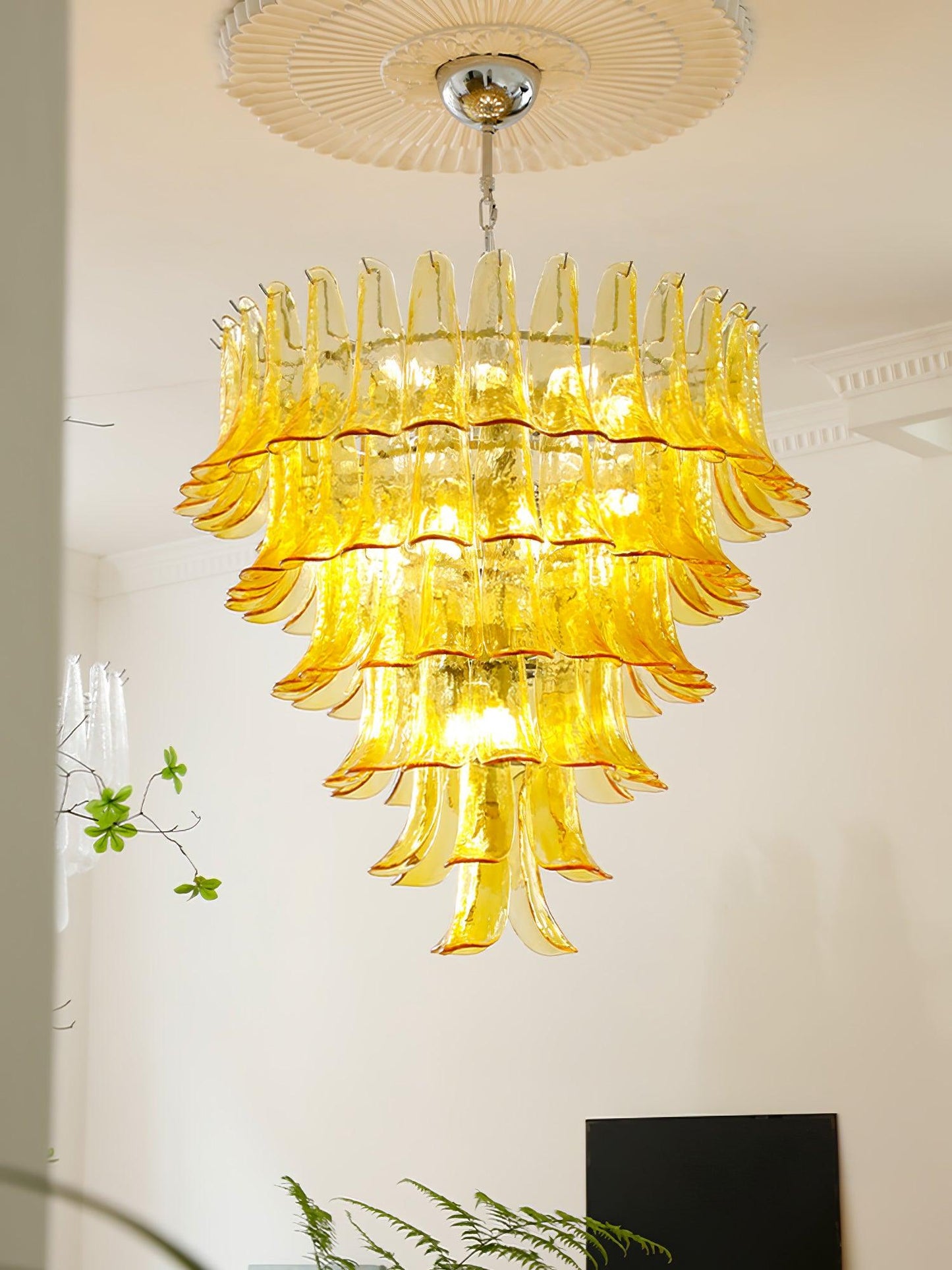 Glass Leaf Cascade Chandelier - YIOSI