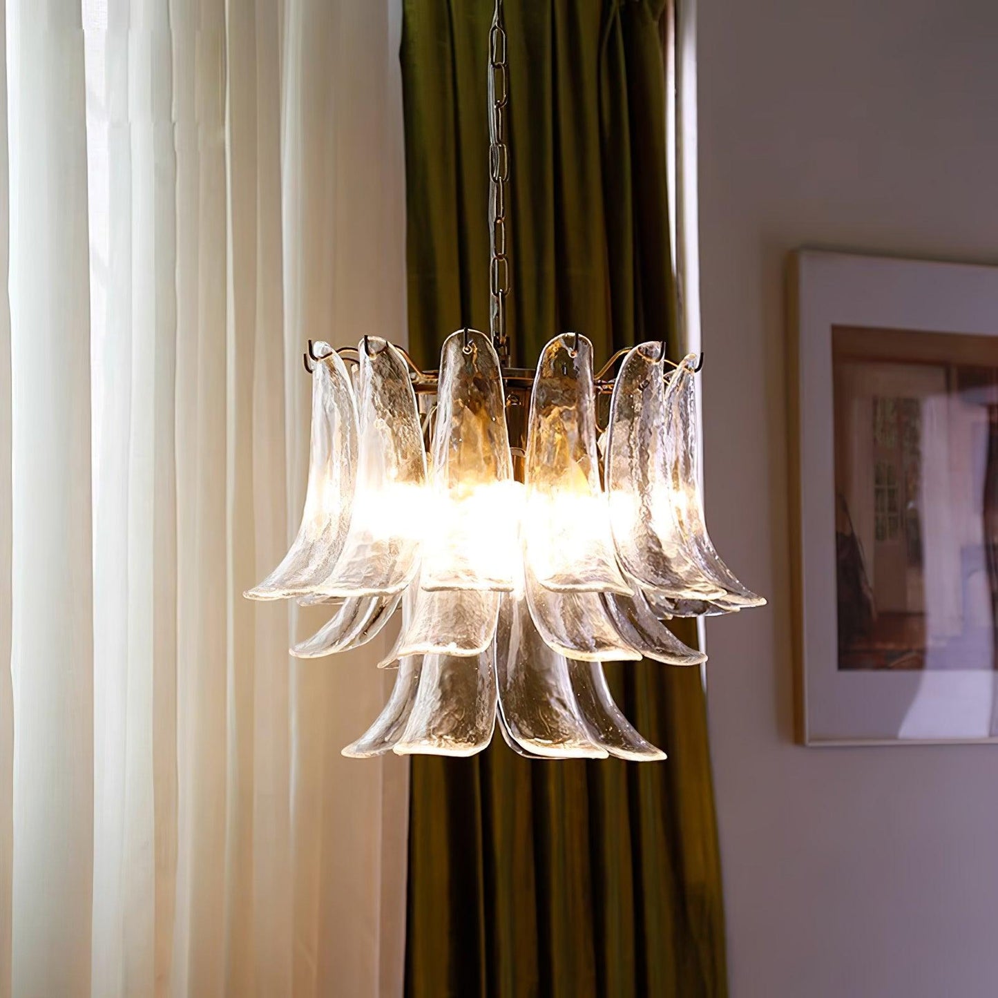 Glass Leaf Cascade Chandelier - YIOSI