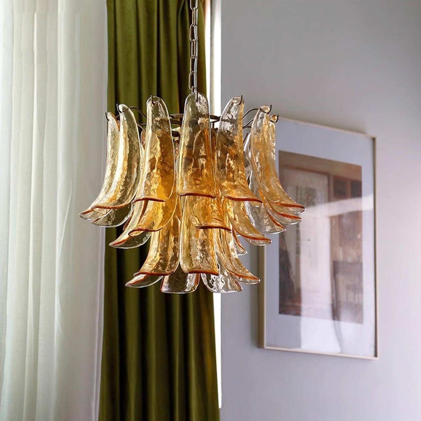 Glass Leaf Cascade Chandelier - YIOSI