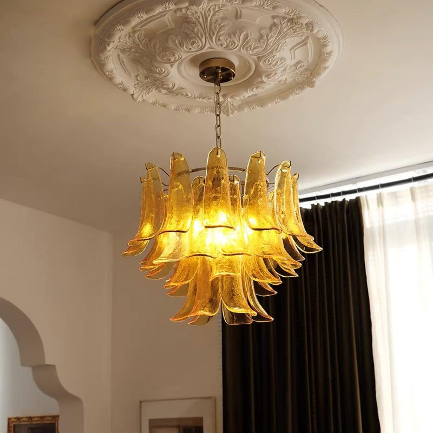 Glass Leaf Cascade Chandelier - YIOSI