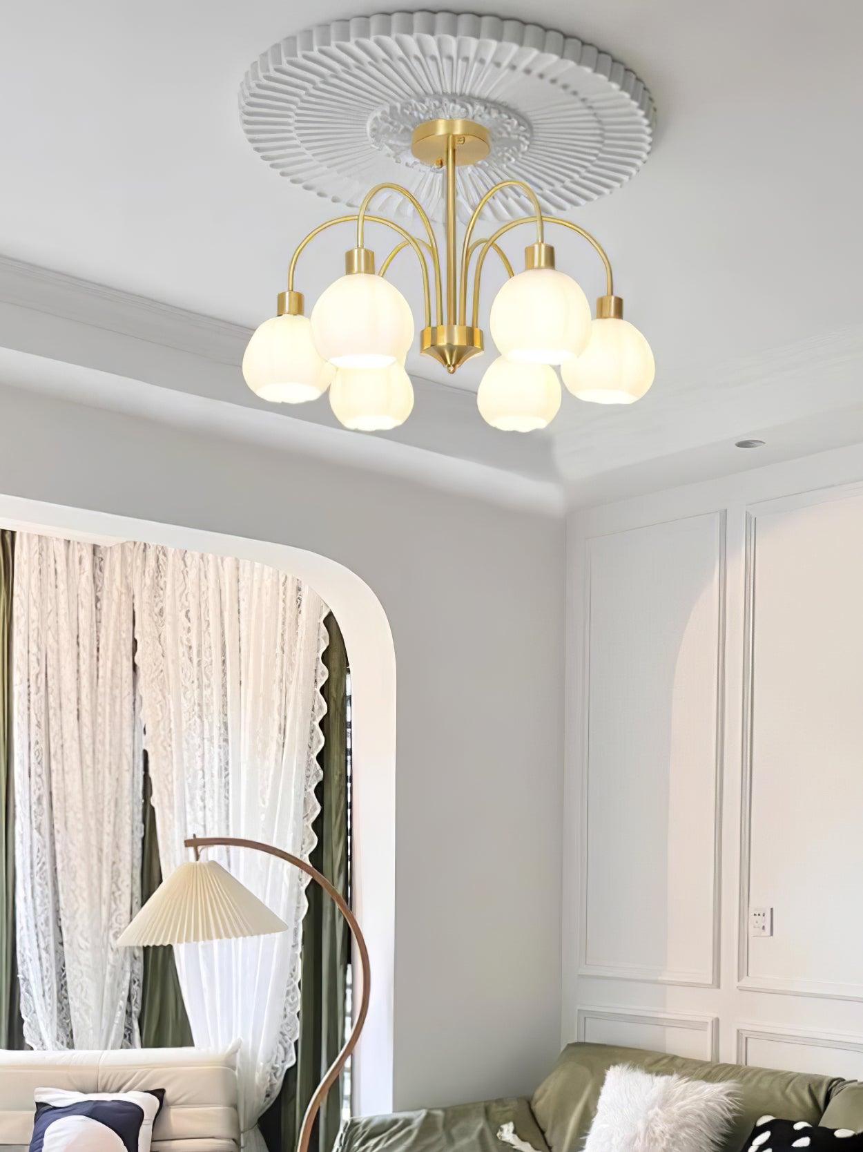 Glass Pumpkin Gold Chandelier - YIOSI