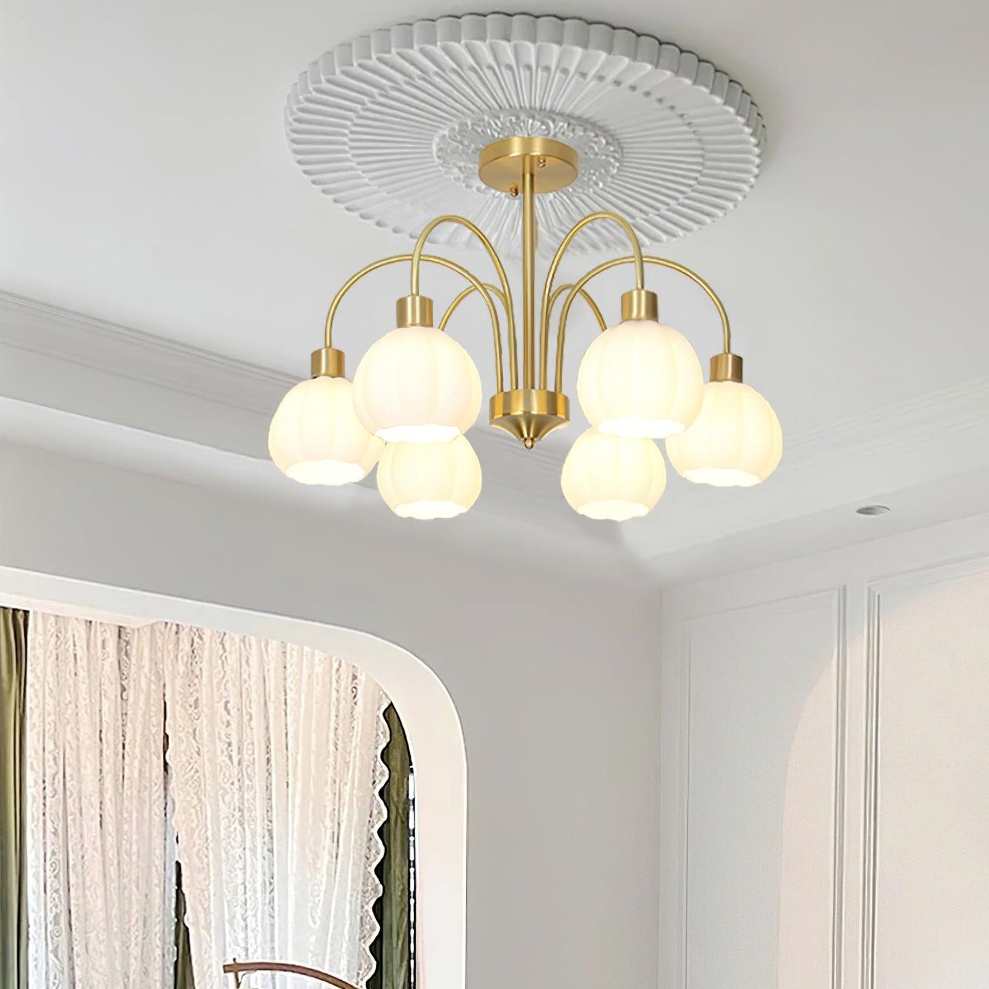Glass Pumpkin Gold Chandelier - YIOSI