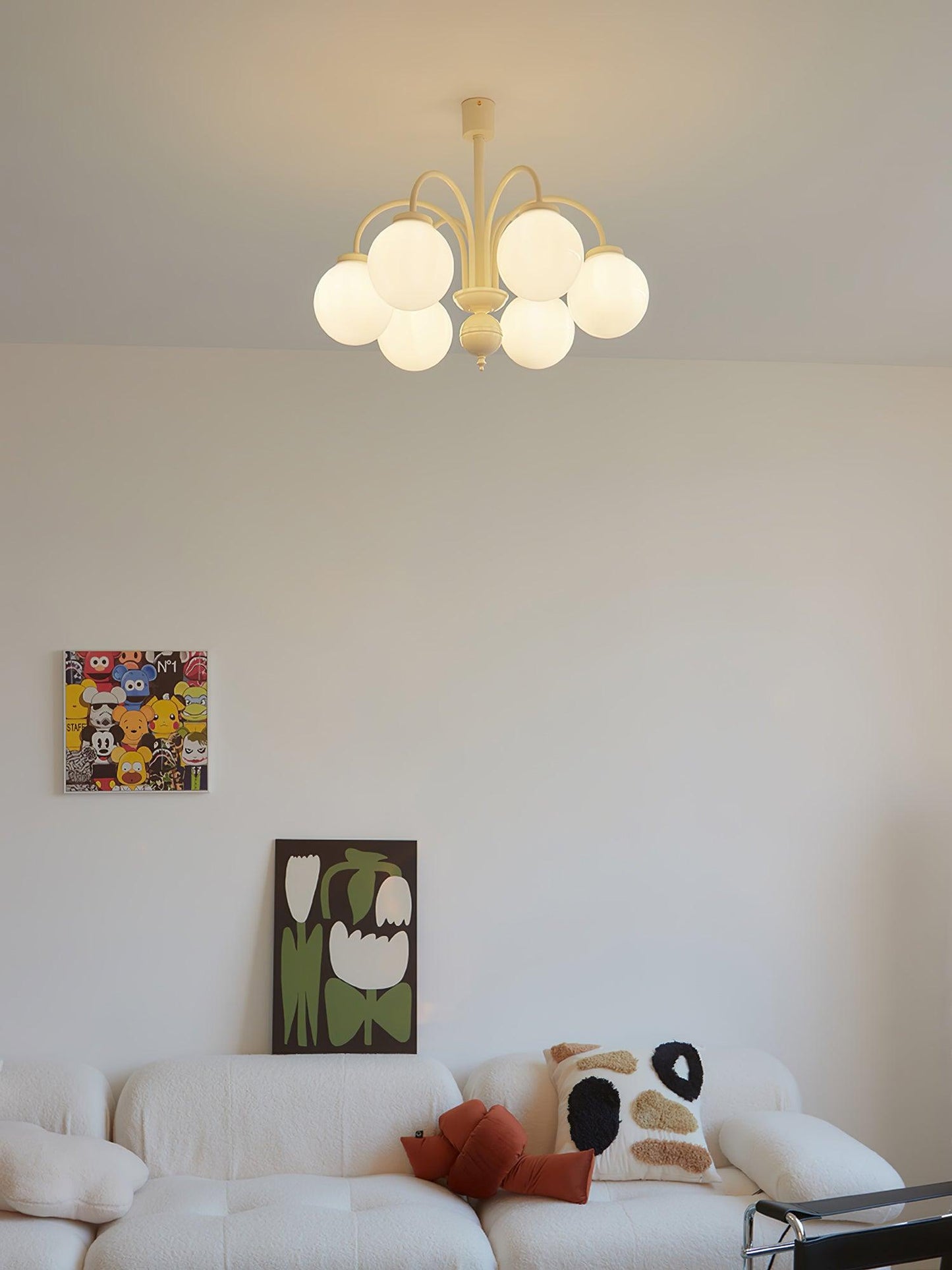 Cream Glass Sphere Chandelier - YIOSI
