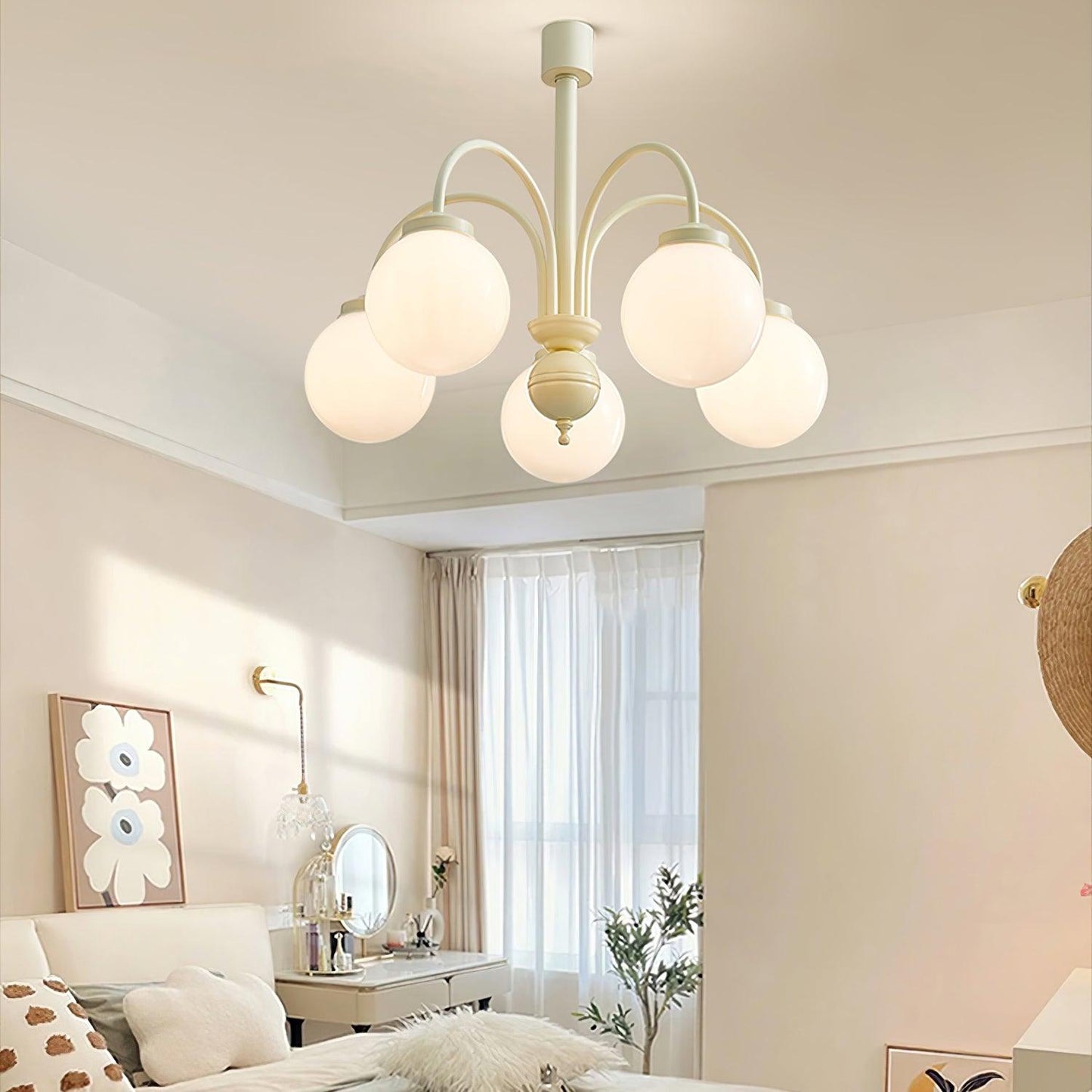 Cream Glass Sphere Chandelier - YIOSI