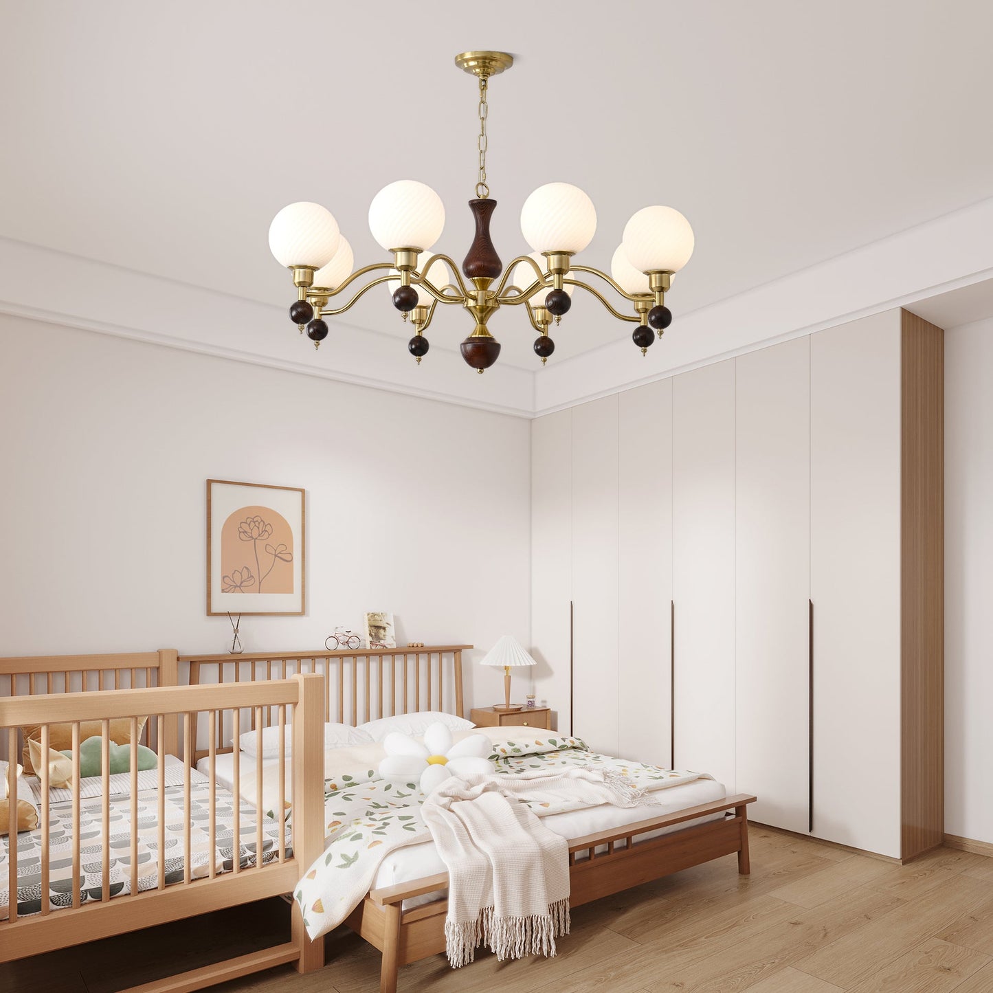 Globe Orb Wood Chandelier - YIOSI