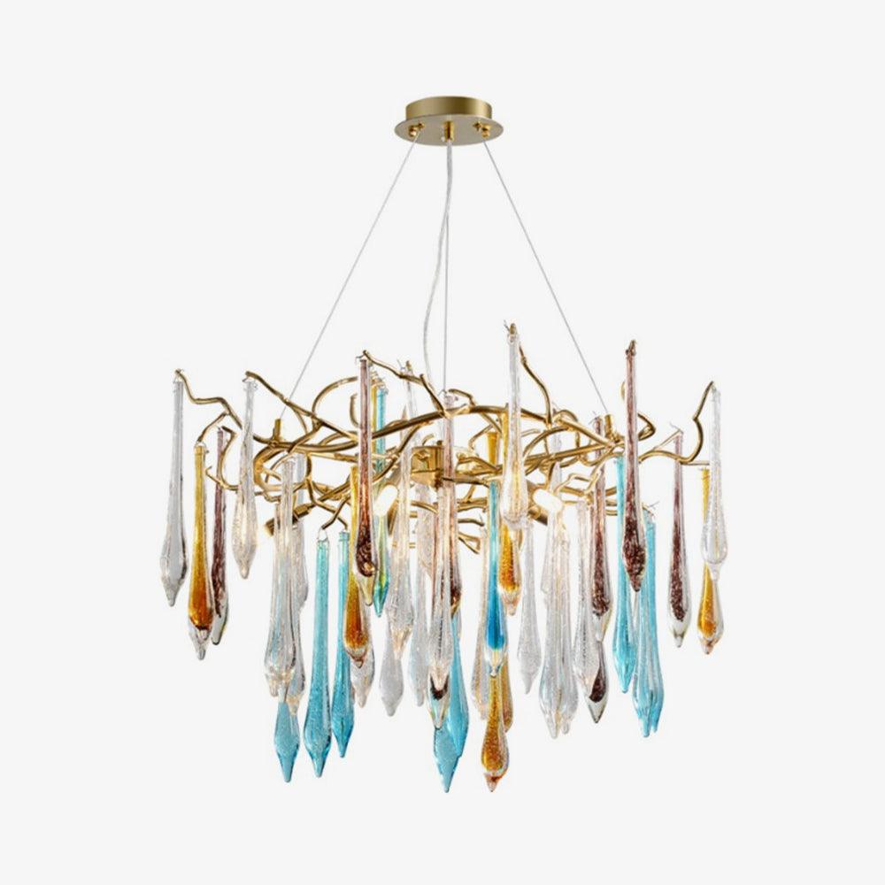 Gold Round Teardrop Chandelier - YIOSI