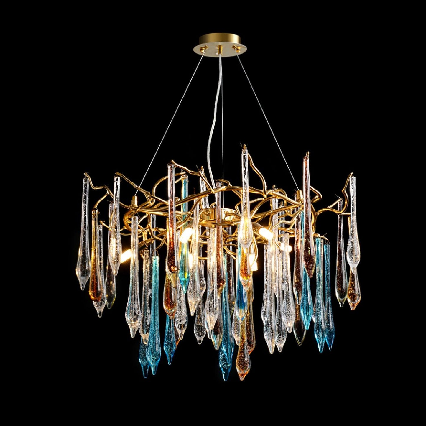 Gold Round Teardrop Chandelier - YIOSI