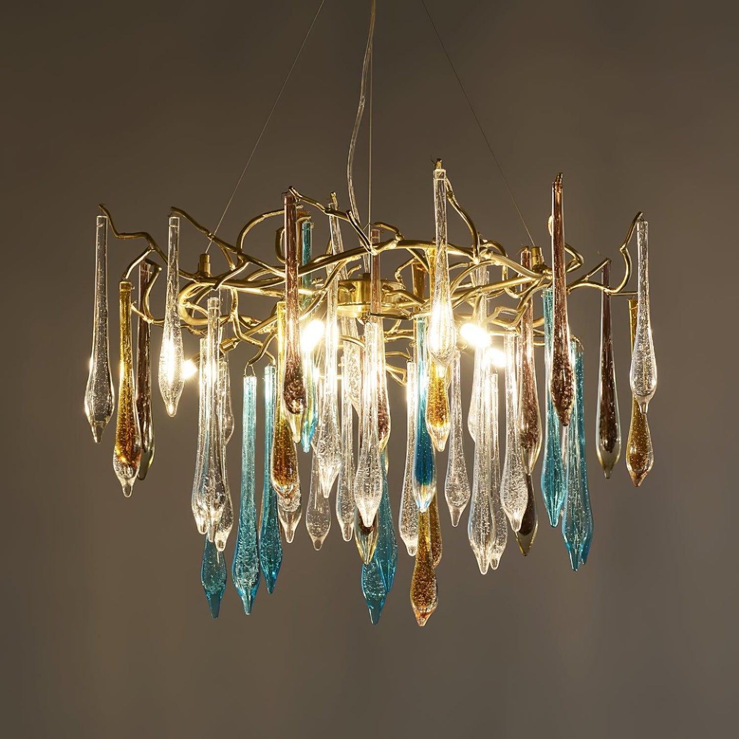 Gold Round Teardrop Chandelier - YIOSI