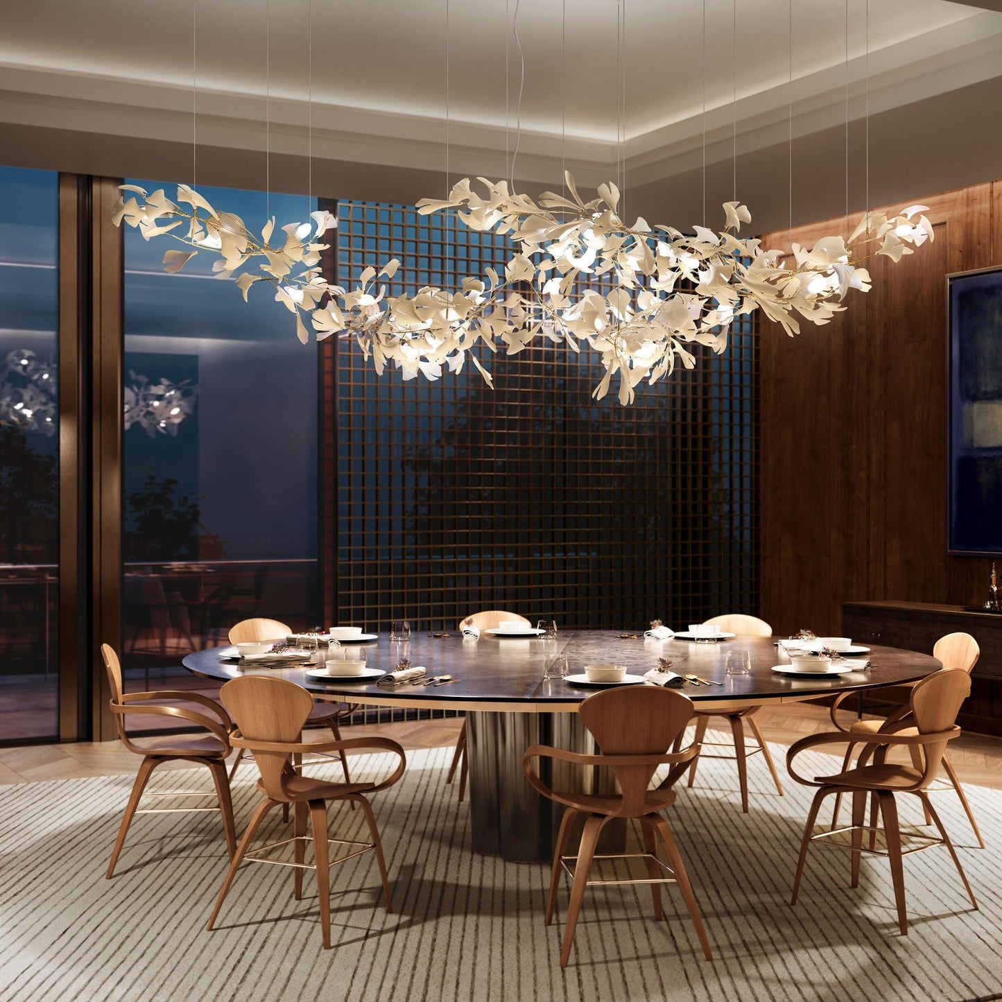 Gold White Leaves Combination Gingko Chandeliers - YIOSI