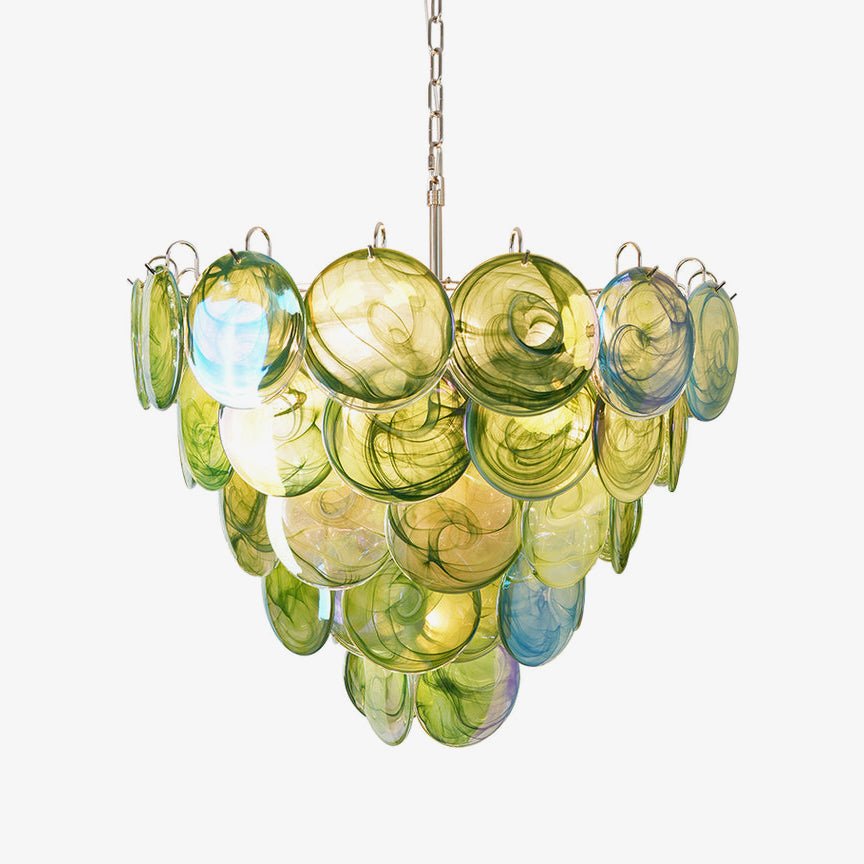 Green Murano Disc Chandelier - YIOSI