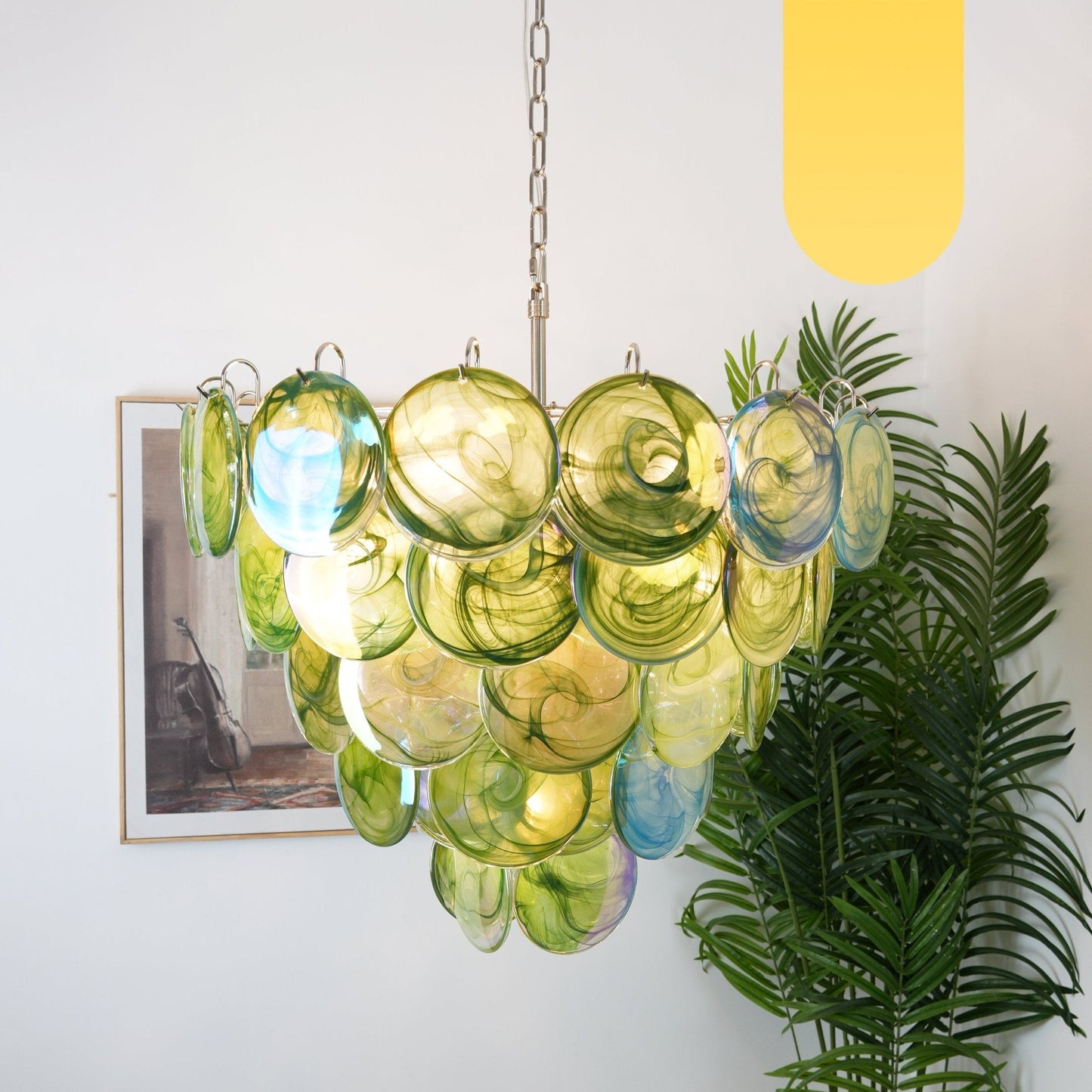 Green Murano Disc Chandelier - YIOSI