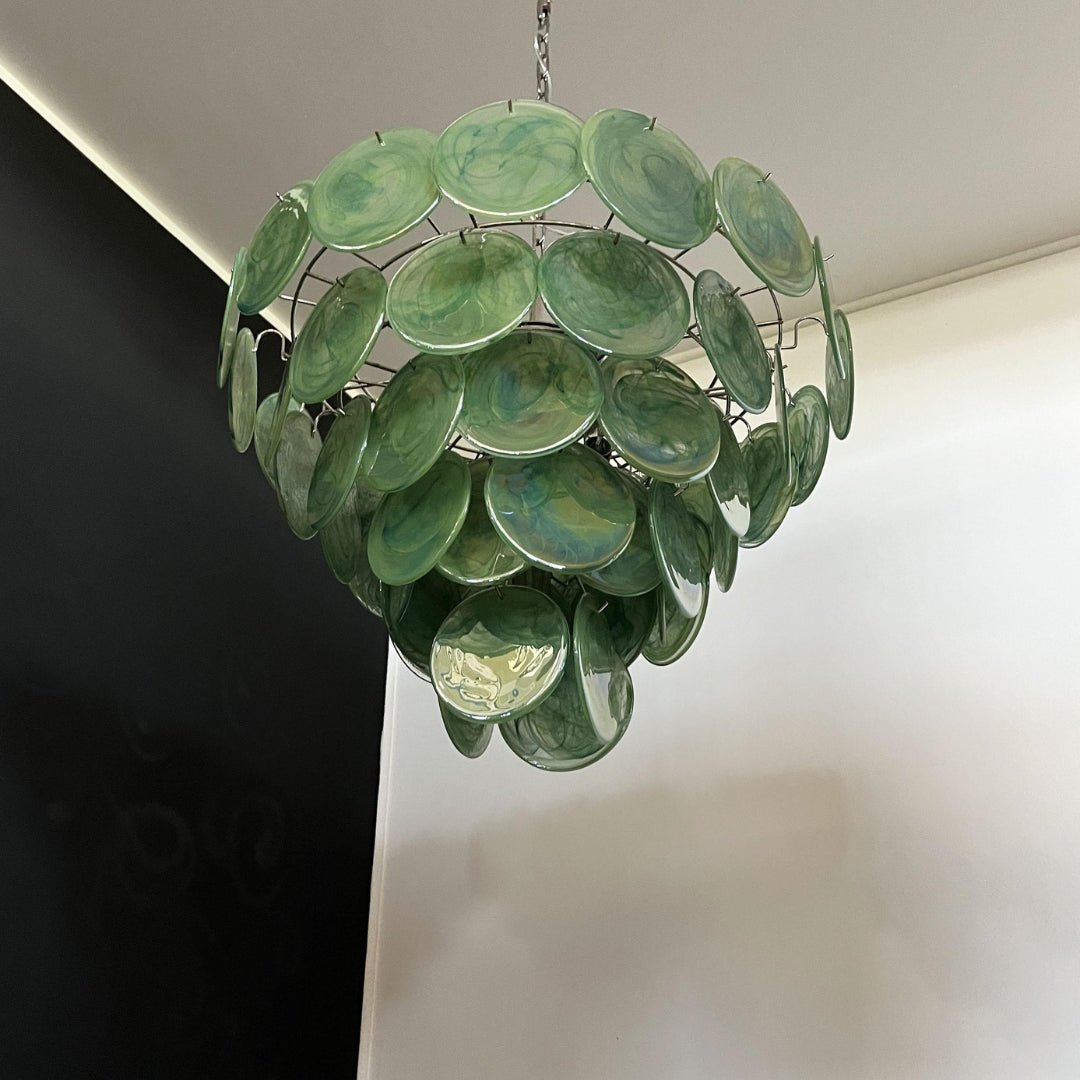 Green Murano Disc Chandelier - YIOSI