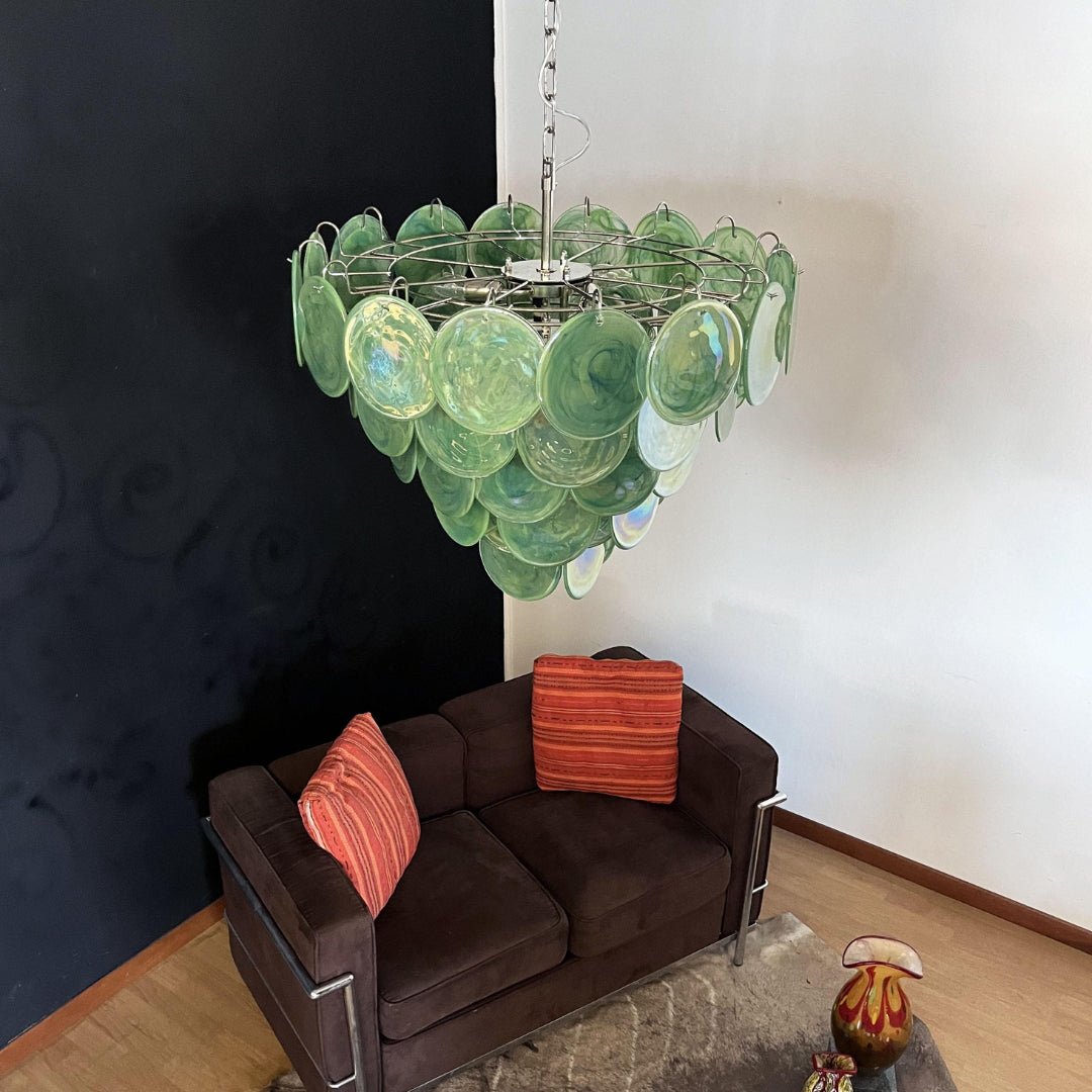 Green Murano Disc Chandelier - YIOSI
