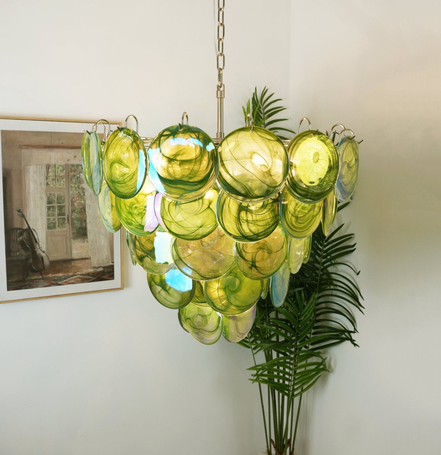 Green Murano Disc Chandelier - YIOSI