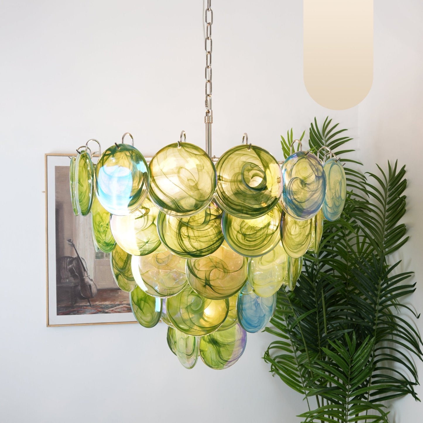 Green Murano Disc Chandelier - YIOSI