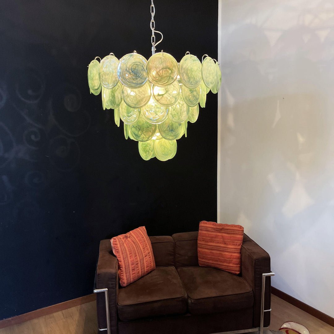Green Murano Disc Chandelier - YIOSI