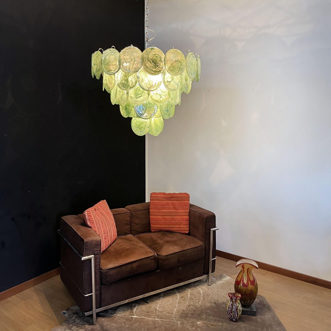 Green Murano Disc Chandelier - YIOSI