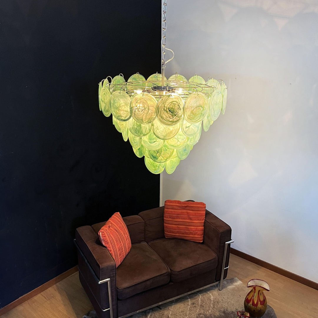 Green Murano Disc Chandelier - YIOSI