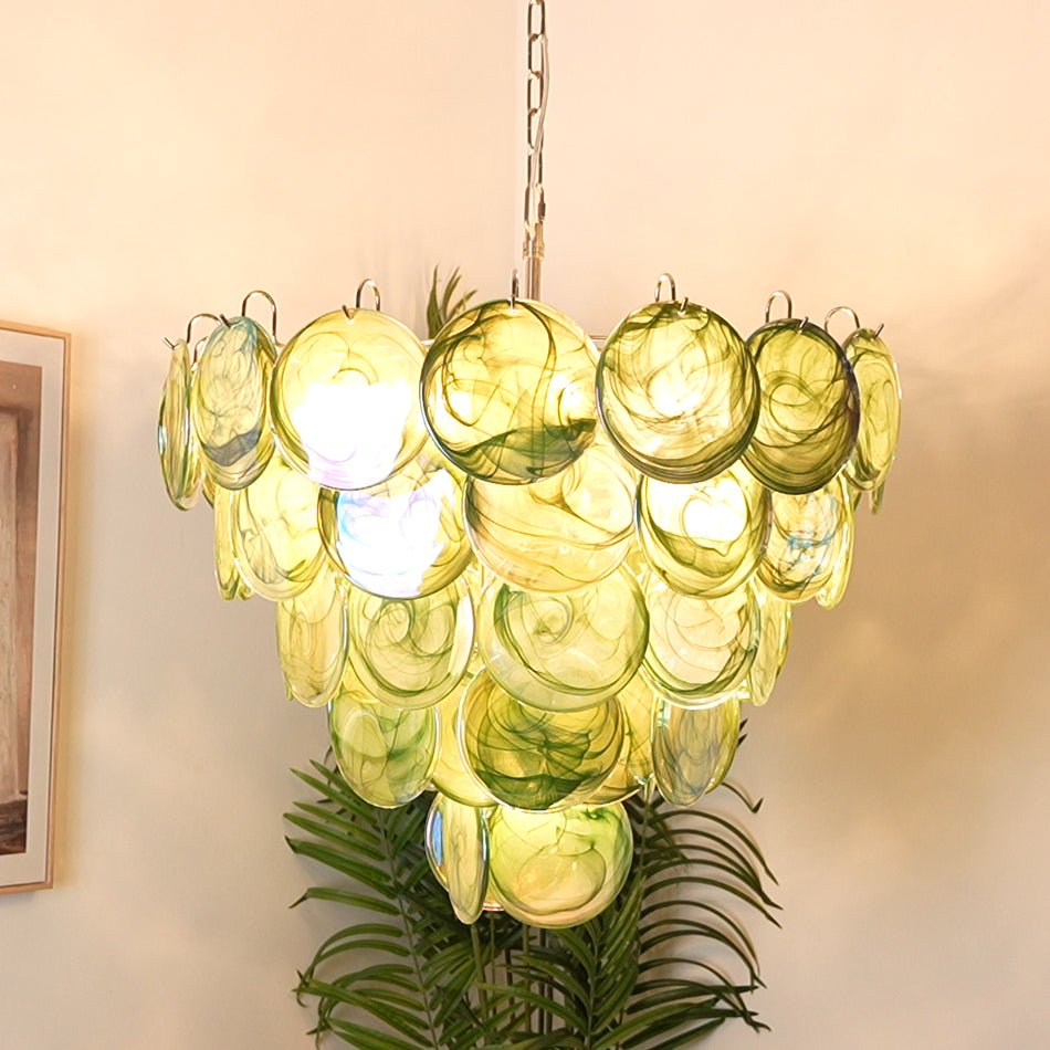 Green Murano Disc Chandelier - YIOSI
