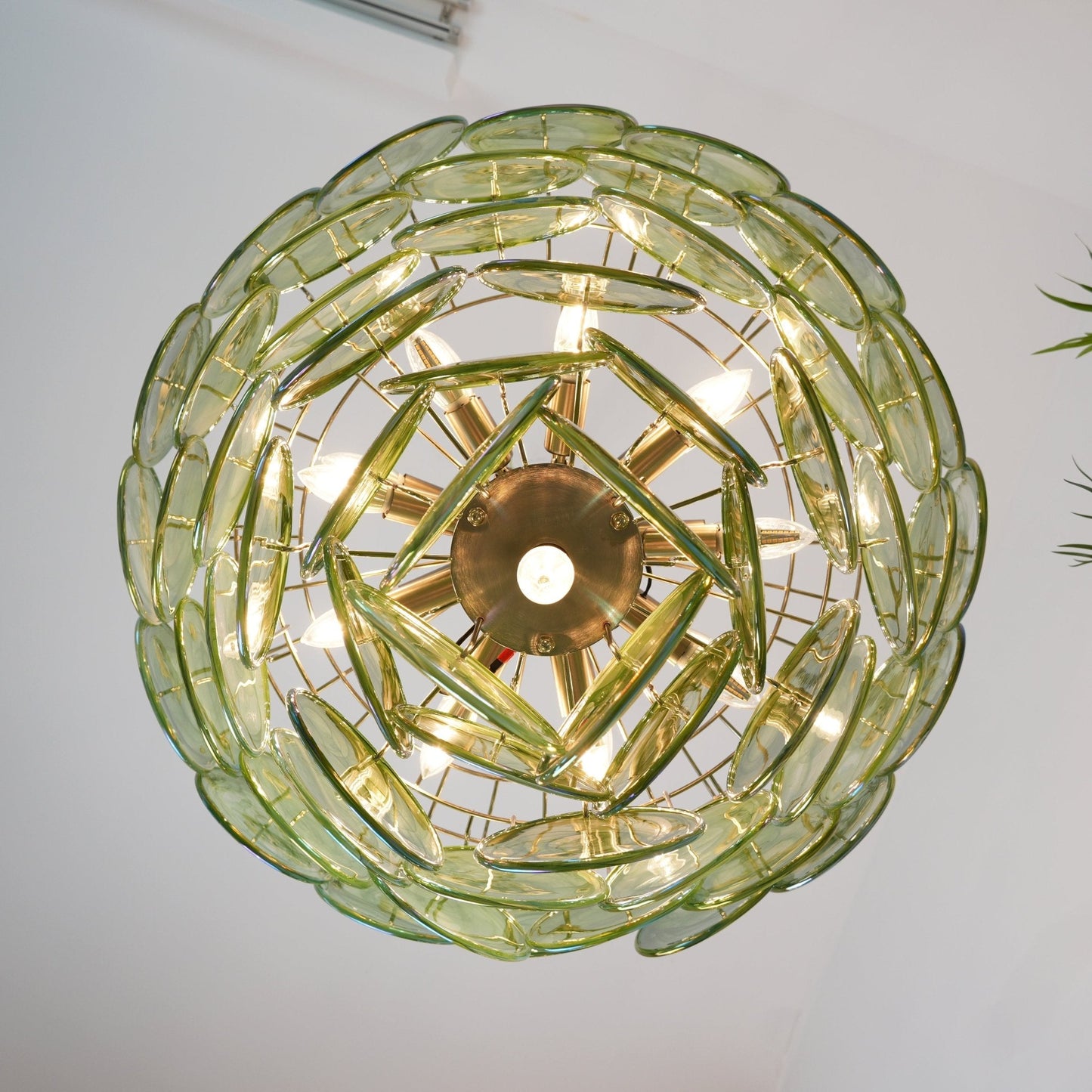 Green Murano Disc Chandelier - YIOSI