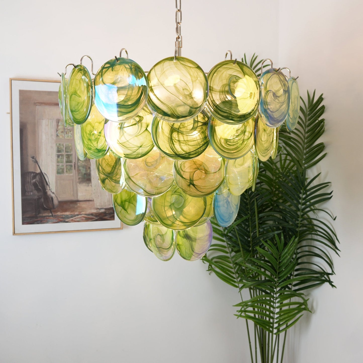 Green Murano Disc Chandelier - YIOSI