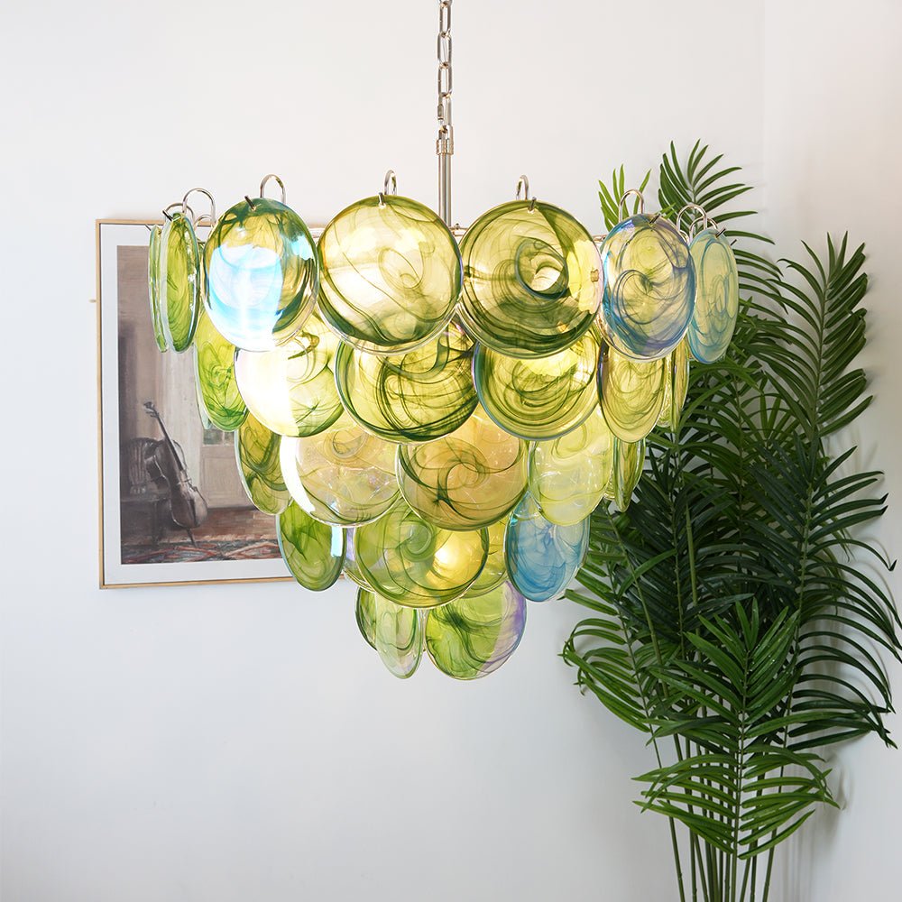 Green Murano Disc Chandelier - YIOSI