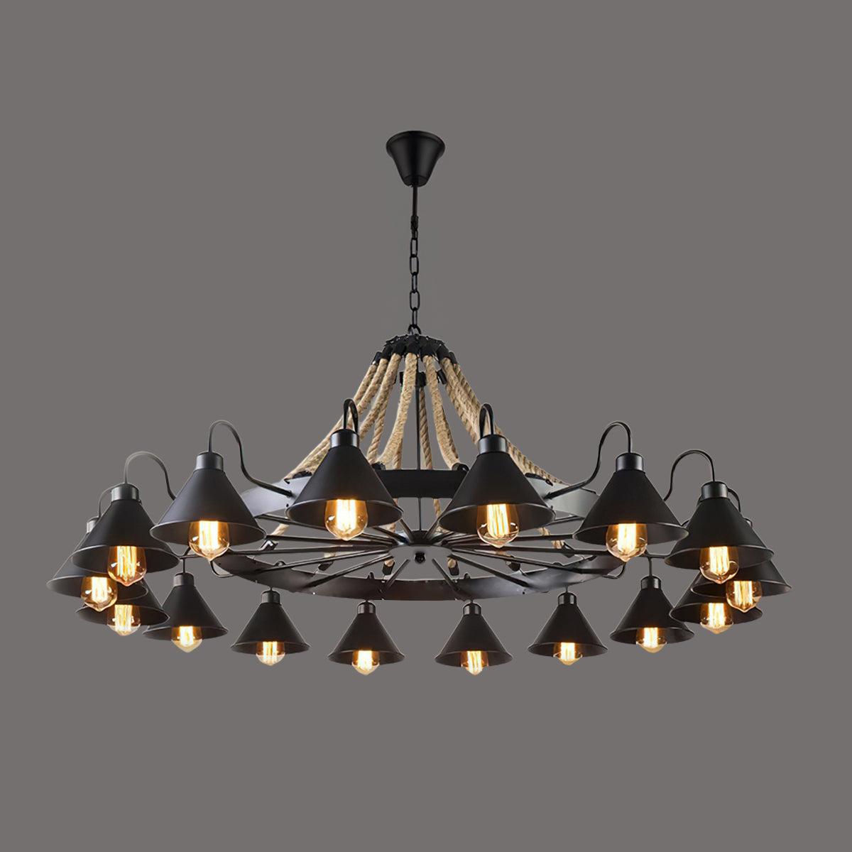 Hemp Rope Industrial Horn Chandelier - YIOSI