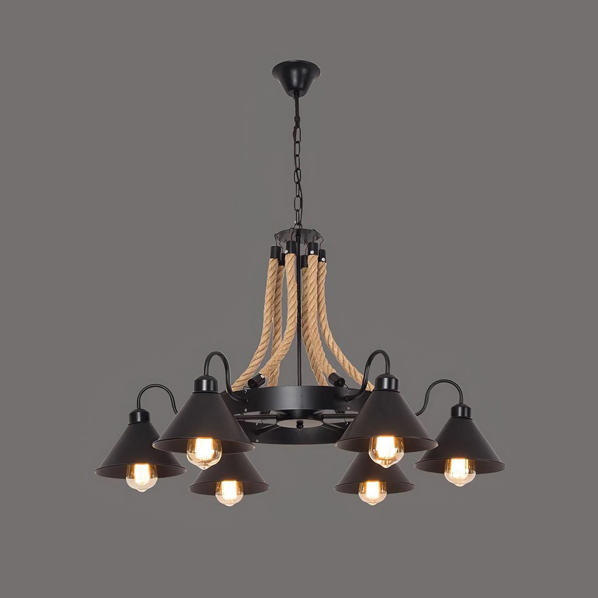 Hemp Rope Industrial Horn Chandelier - YIOSI